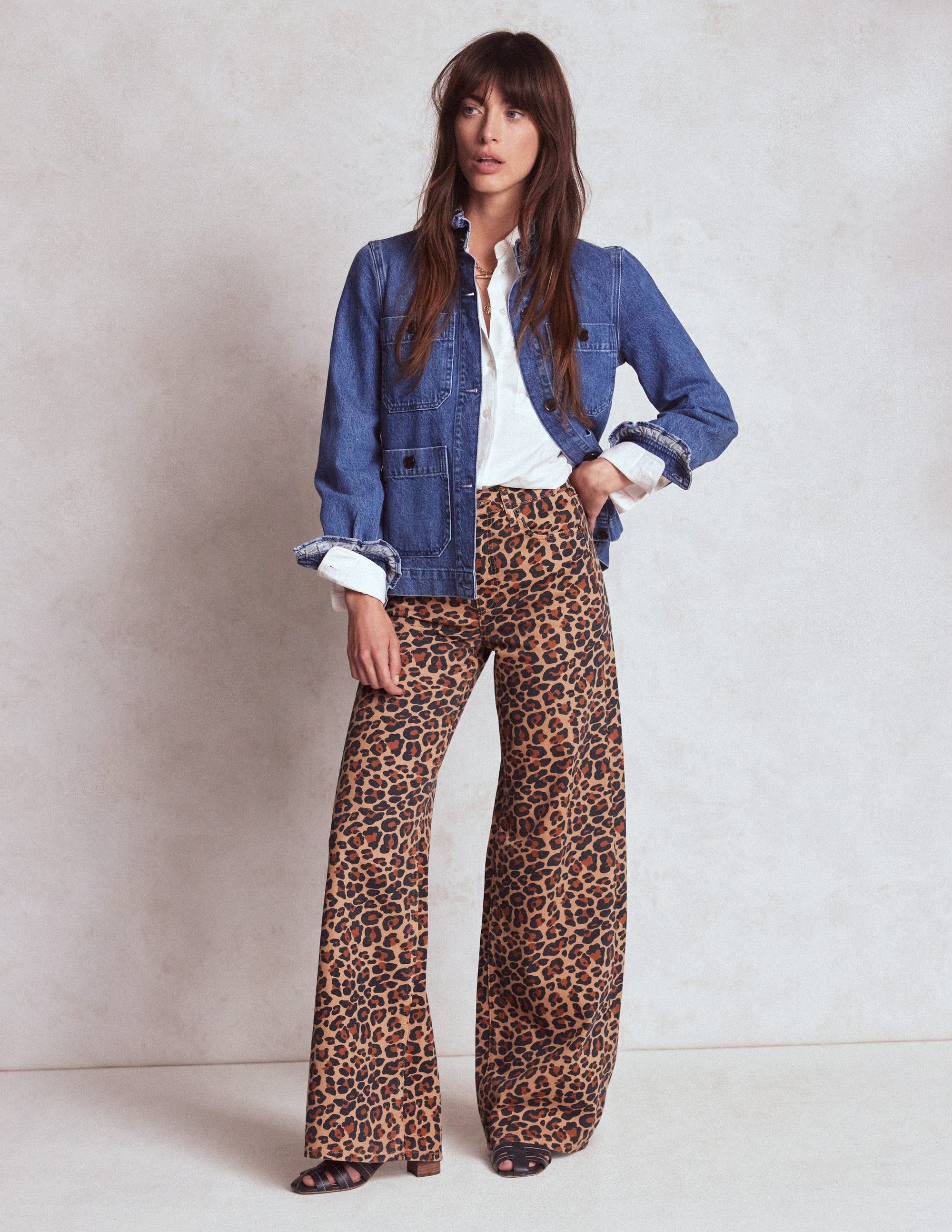 High Rise Wide Leg Jeans-Leopard Print - Image 1