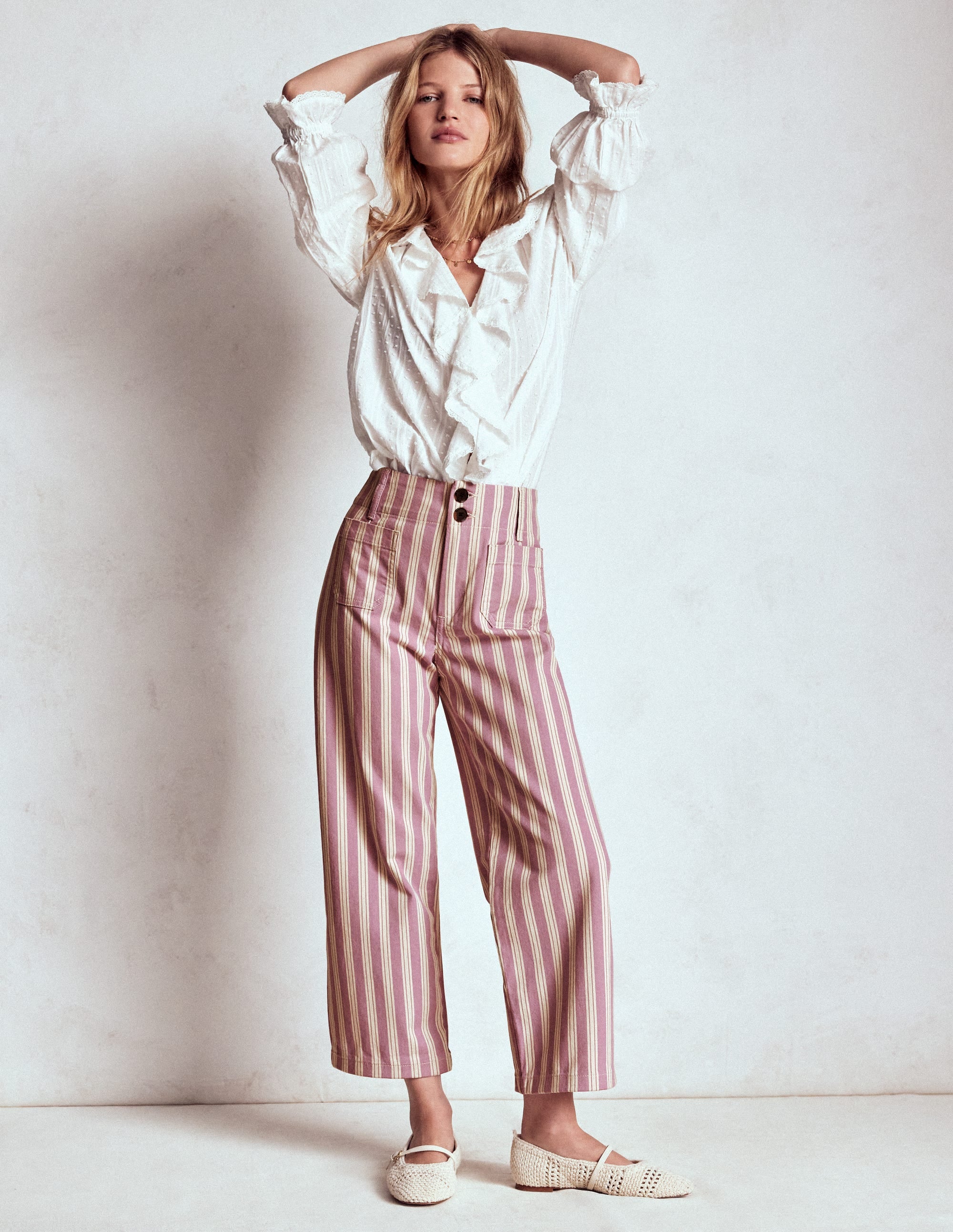 Primrose Patch Pocket Trousers-Lilac Tram Stripe - Image 1