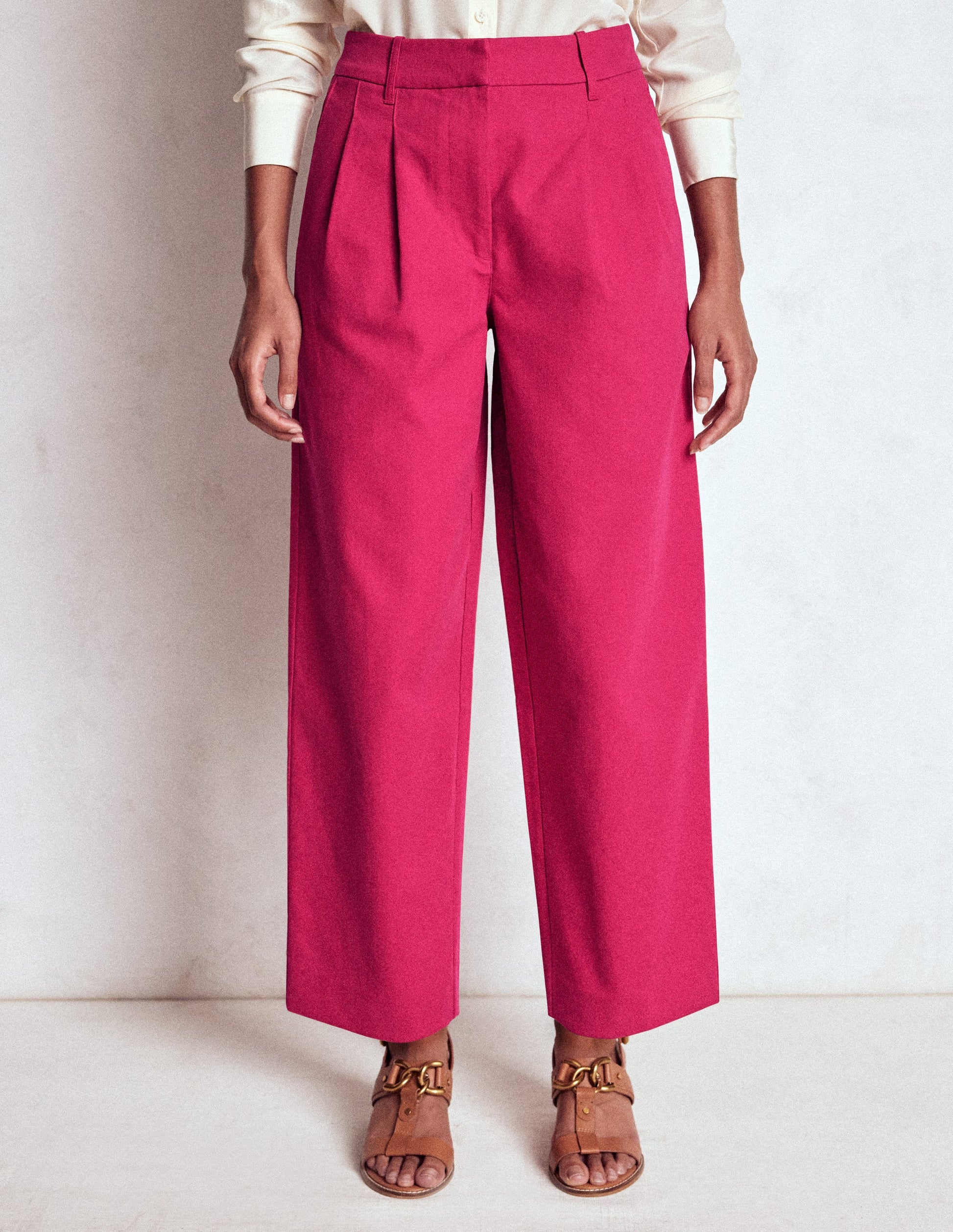 Bloomsbury Cotton Trousers-Bright Cherry-4