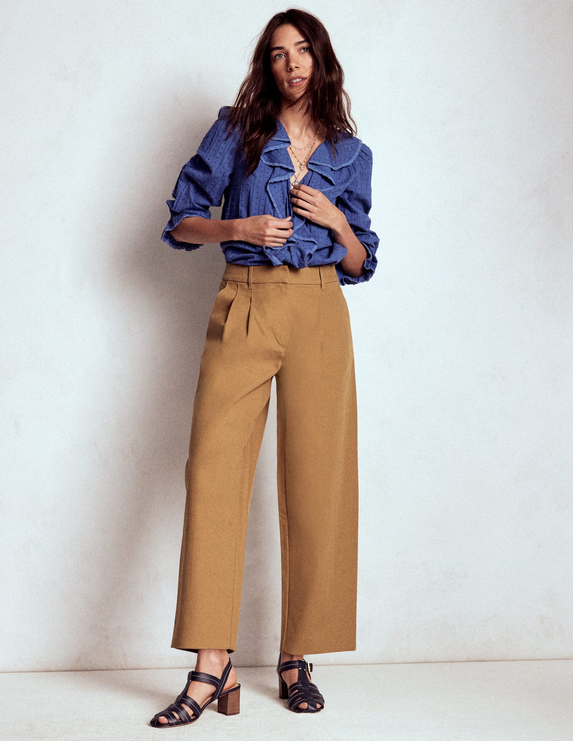 Bloomsbury Cotton Trousers-Camel-1