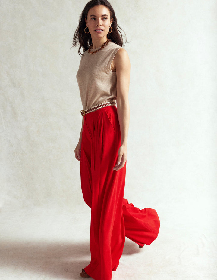 Regent Wide Leg Trousers-Poppy Red