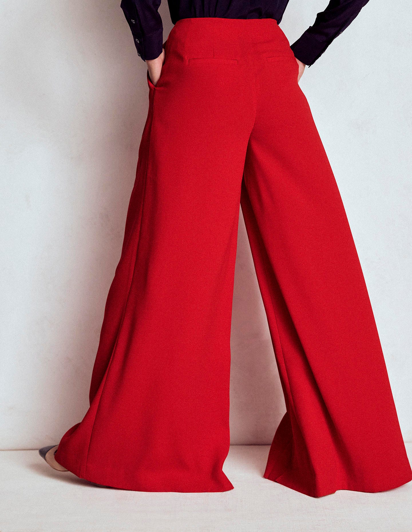 Regent Wide Leg Trousers-Poppy Red - Image 3