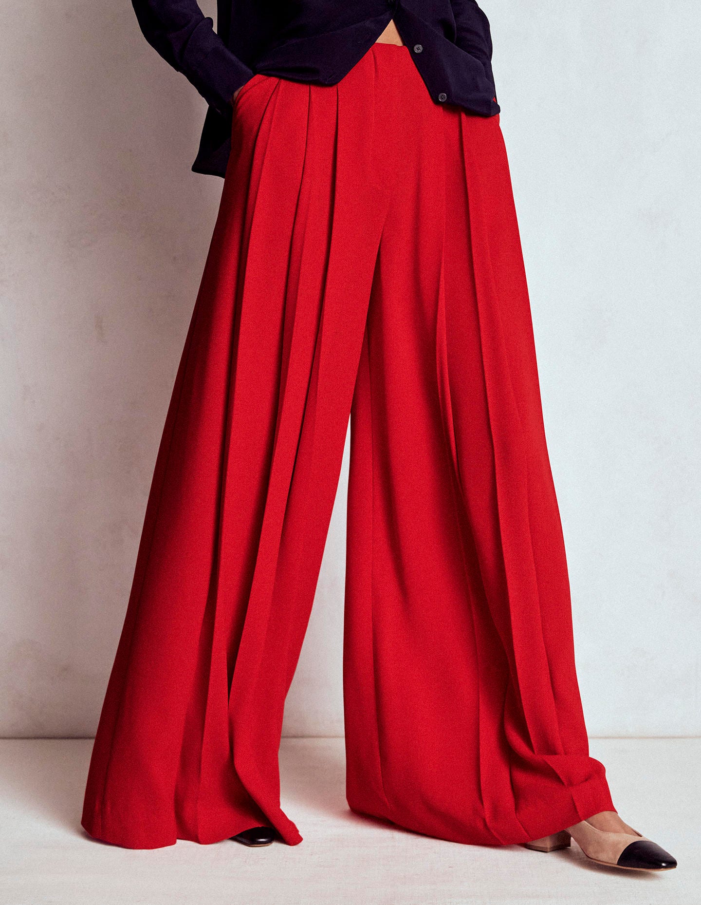Regent Wide Leg Trousers-Poppy Red-4