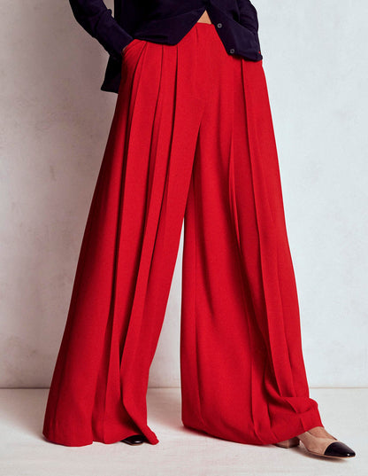 Regent Wide Leg Trousers-Poppy Red-4