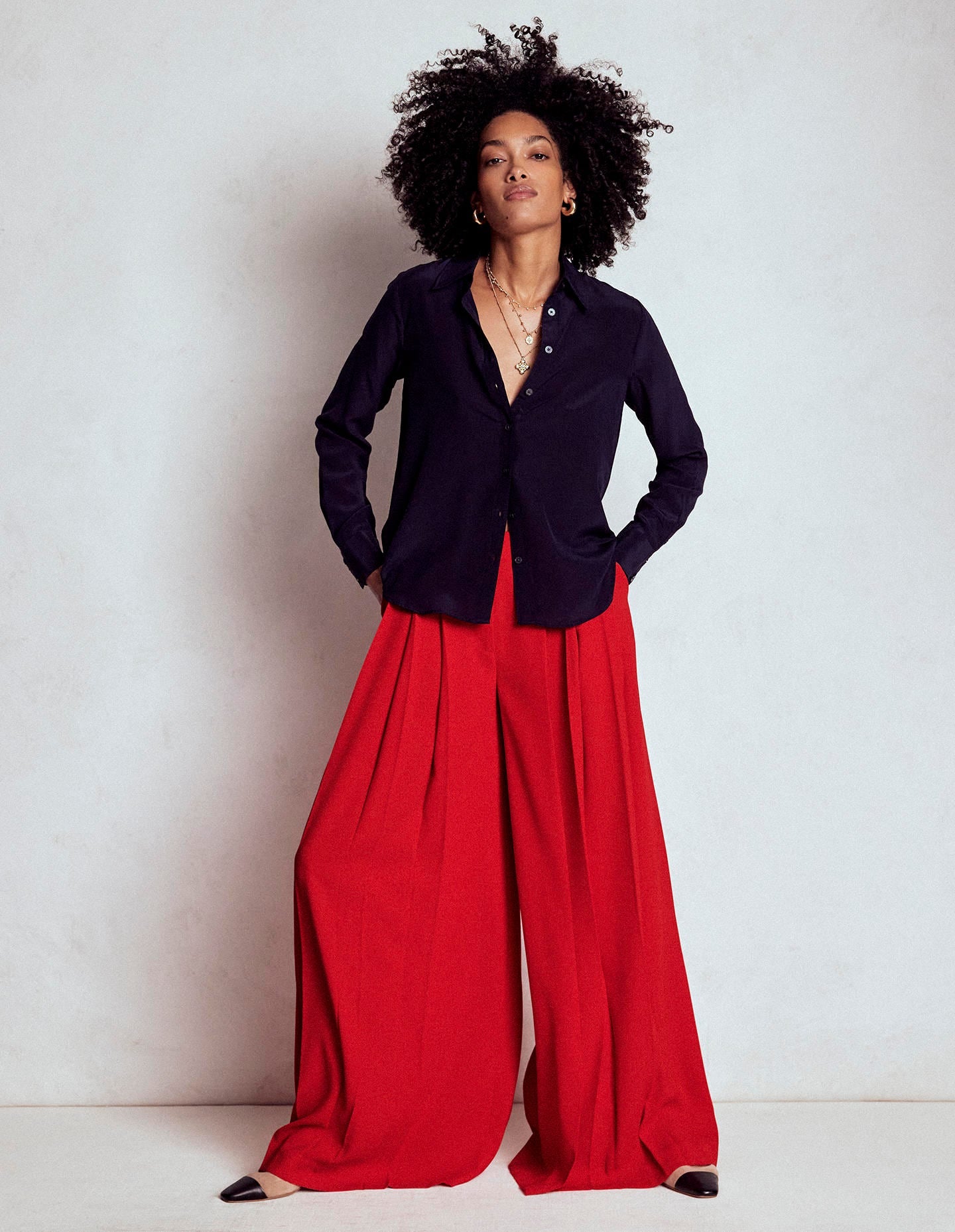 Regent Wide Leg Trousers-Poppy Red - Image 6