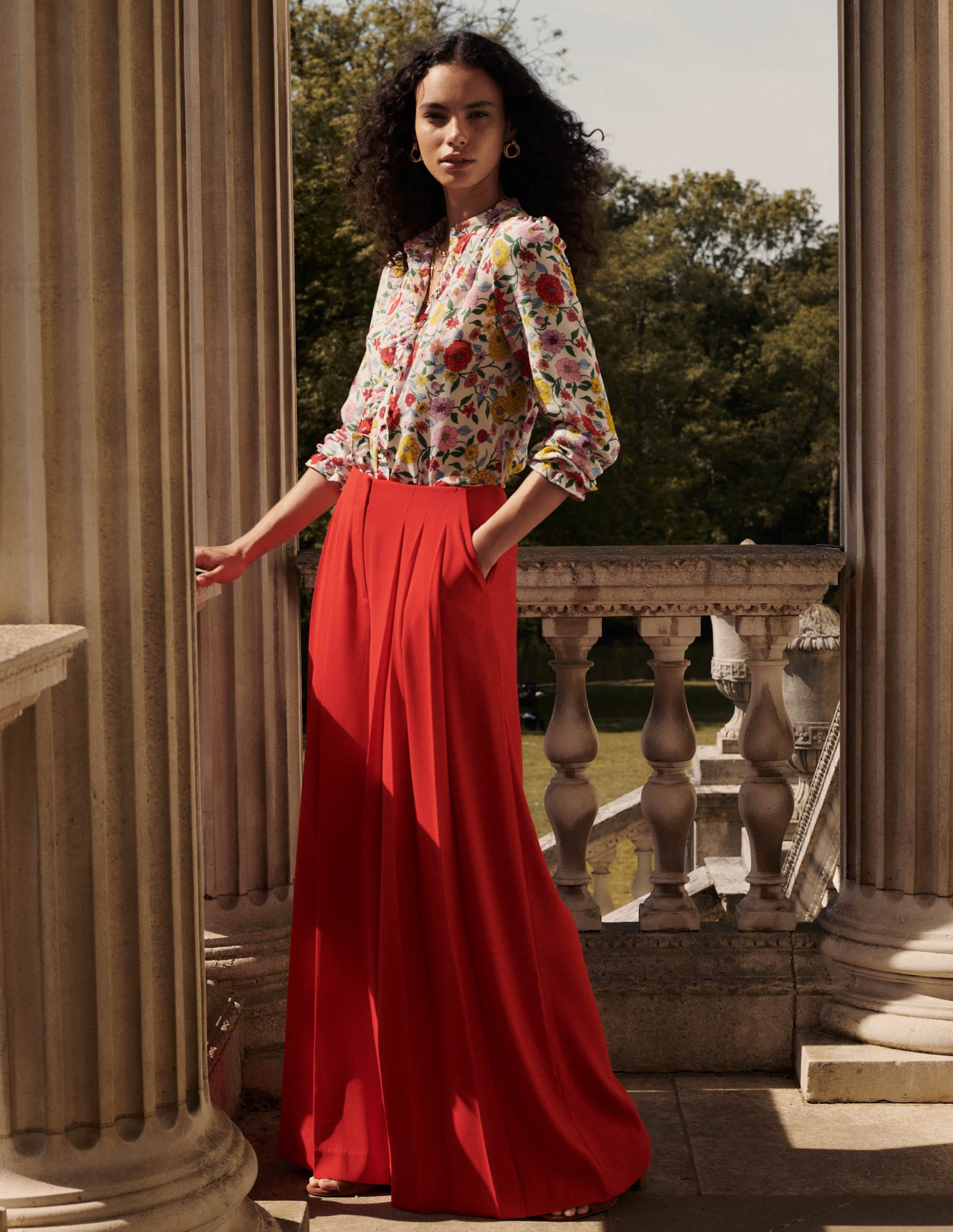 Regent Wide Leg Trousers-Poppy Red - Image 7