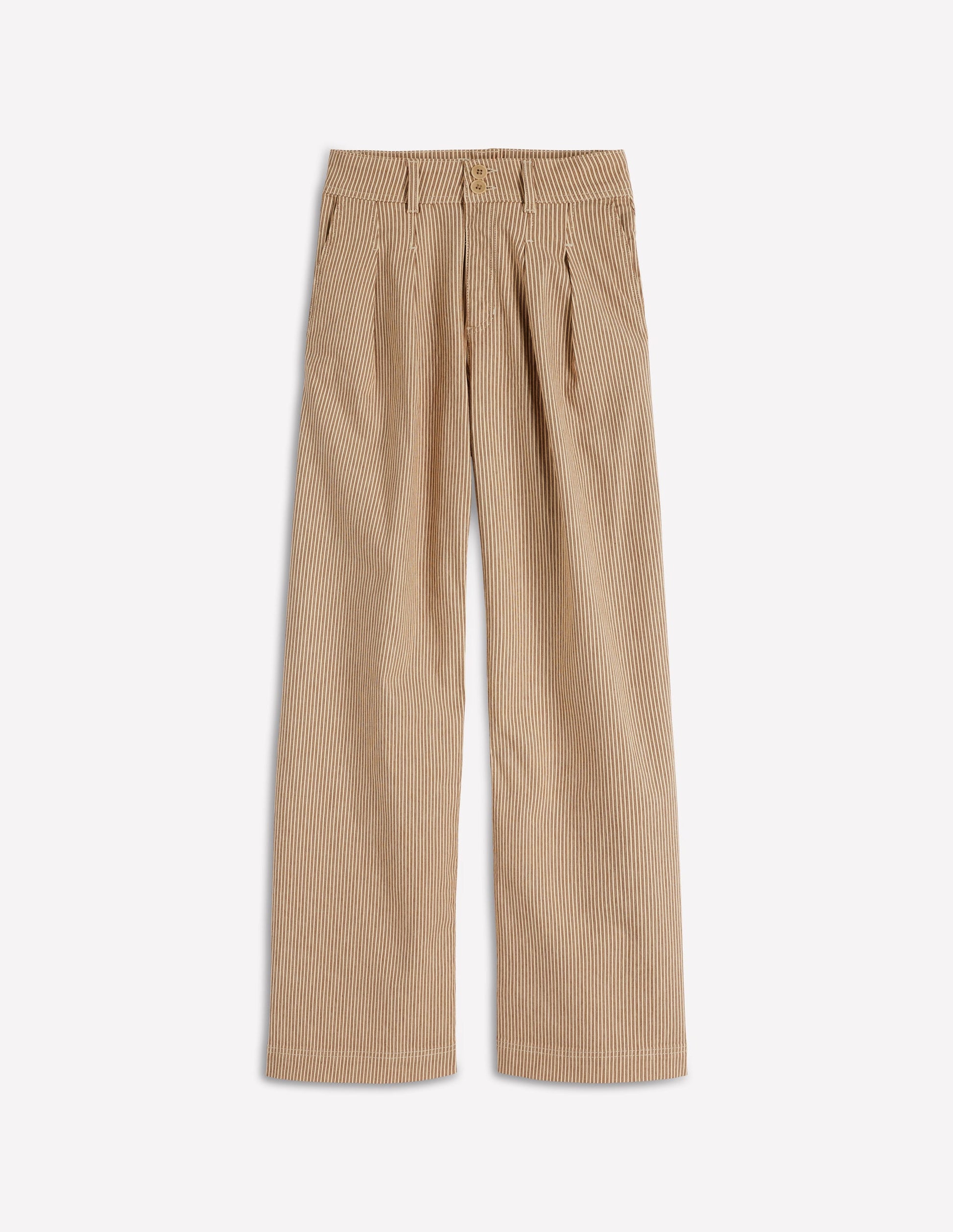 Brompton Wide Leg Trousers-Tan and Ecru Stripe-6