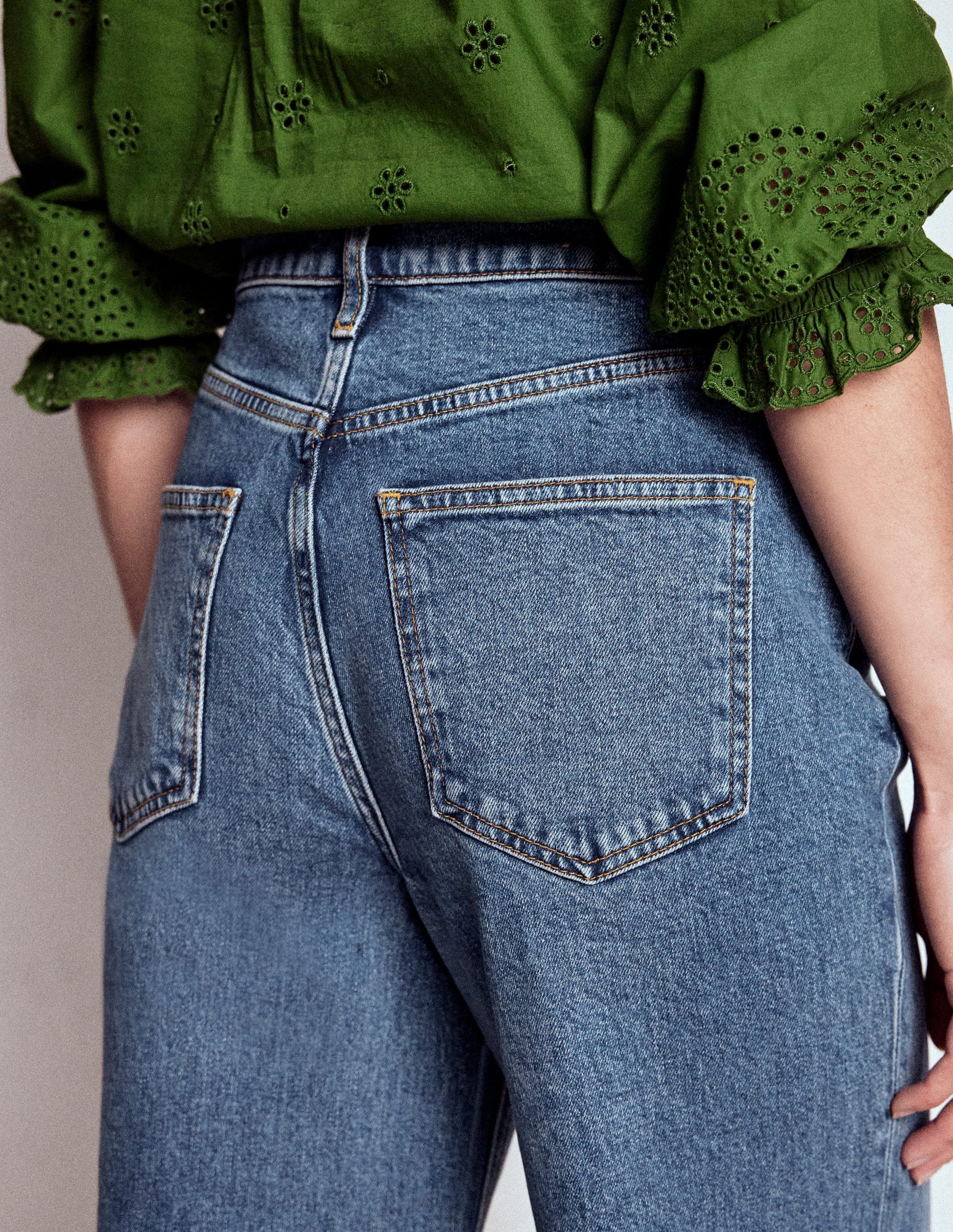 High Rise Column Leg Jeans-Mid Vintage-2