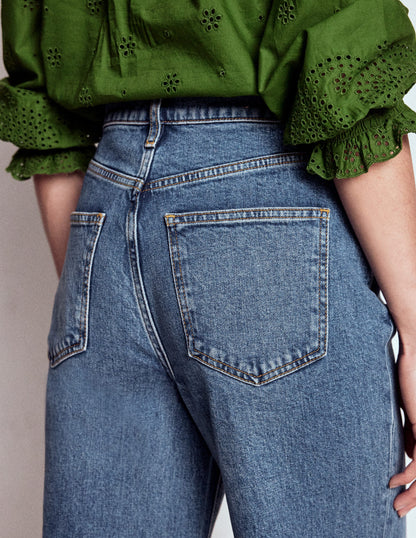 High Rise Column Leg Jeans-Mid Vintage-2