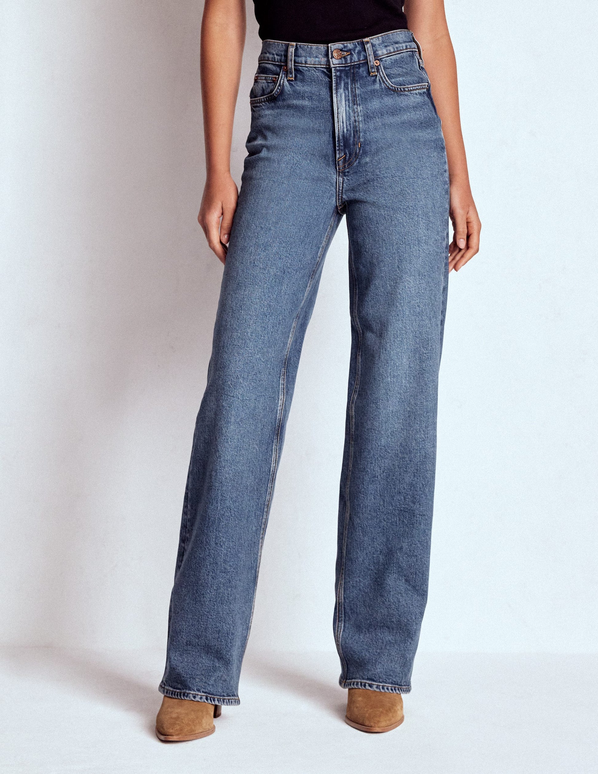 High Rise Column Leg Jeans-Mid Vintage-6