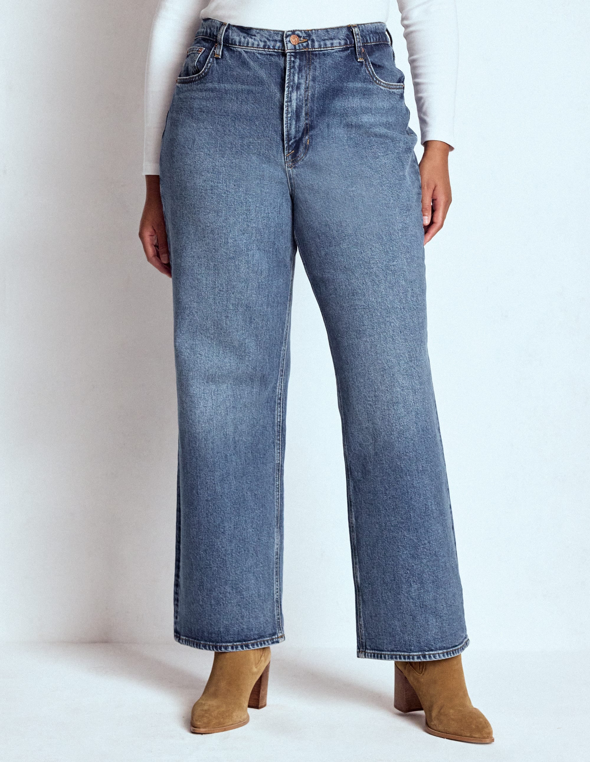 High Rise Column Leg Jeans-Mid Vintage - Image 8