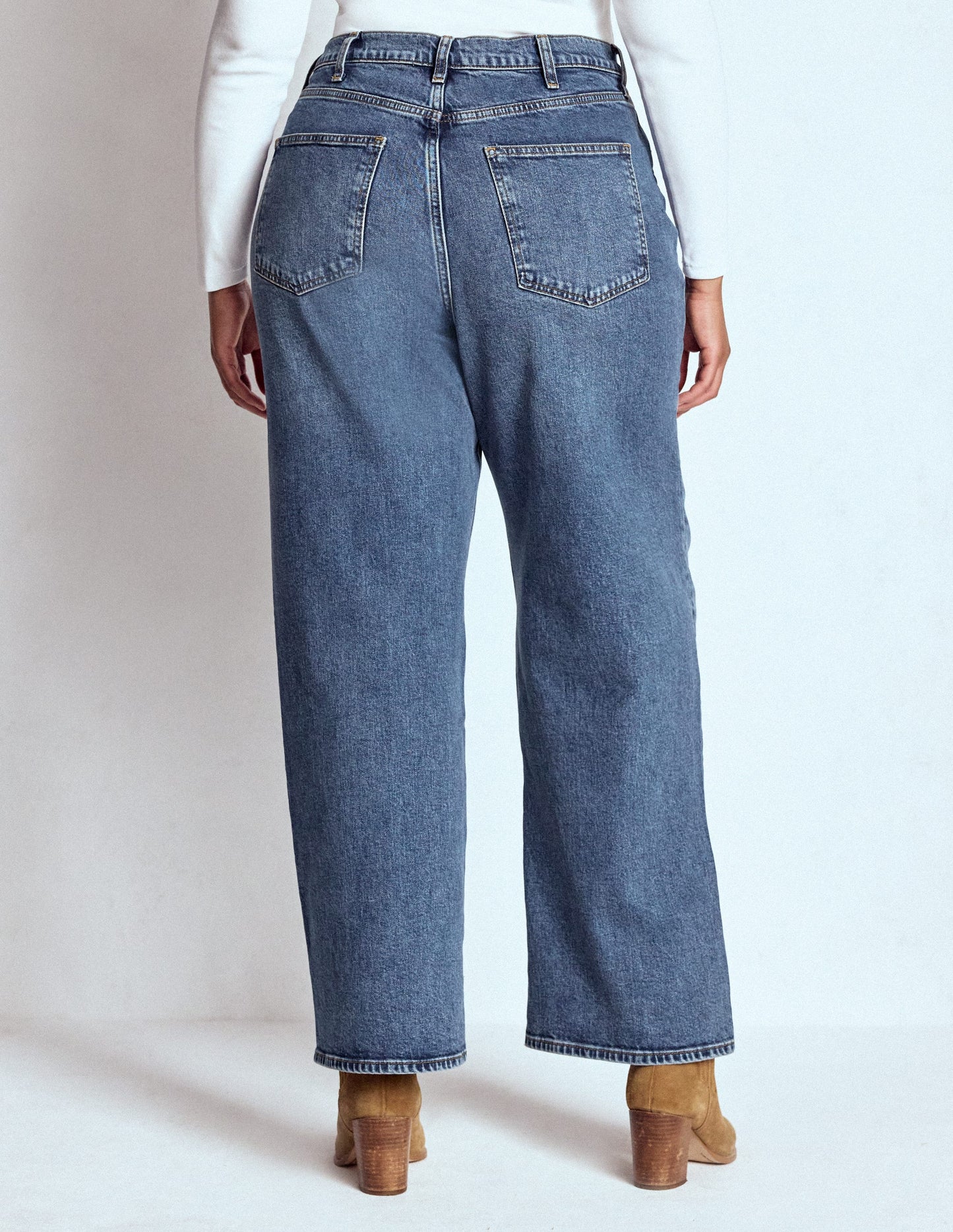 High Rise Column Leg Jeans-Mid Vintage