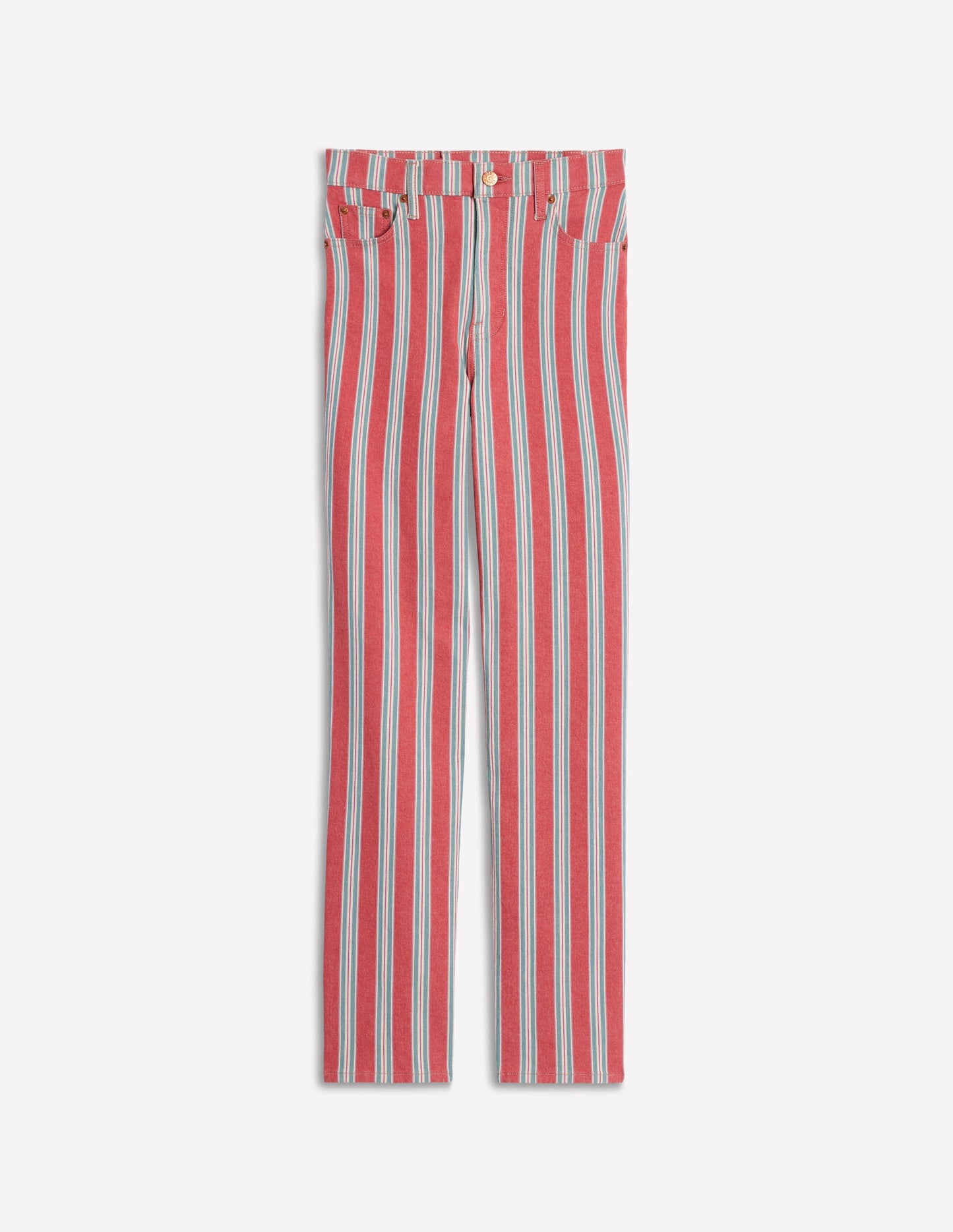 High Rise Stripe Jeans-Red, Blue and Pink Stripe