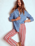 High Rise Stripe Jeans-Red, Blue and Pink Stripe