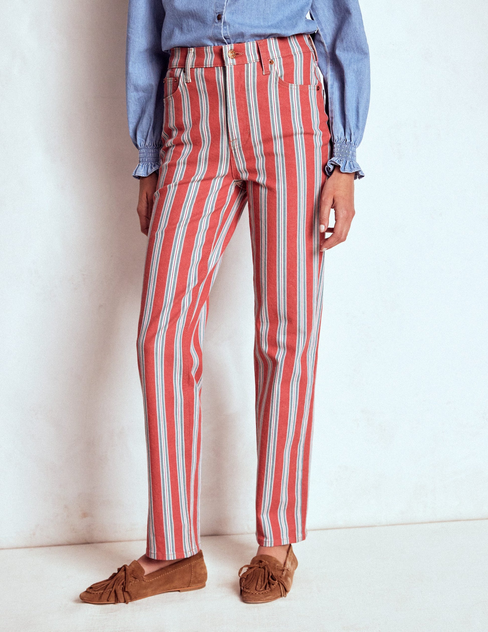 High Rise Stripe Jeans-Red, Blue and Pink Stripe-5