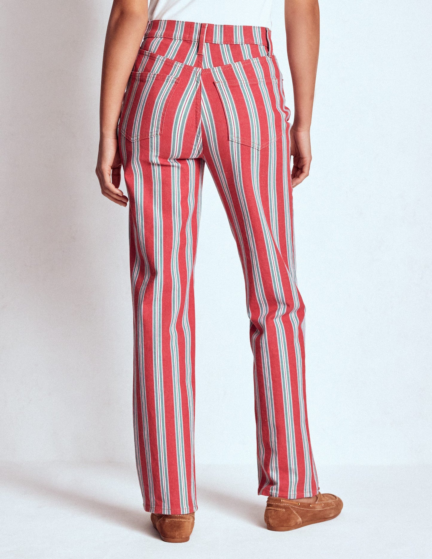 High Rise Stripe Jeans-Red, Blue and Pink Stripe