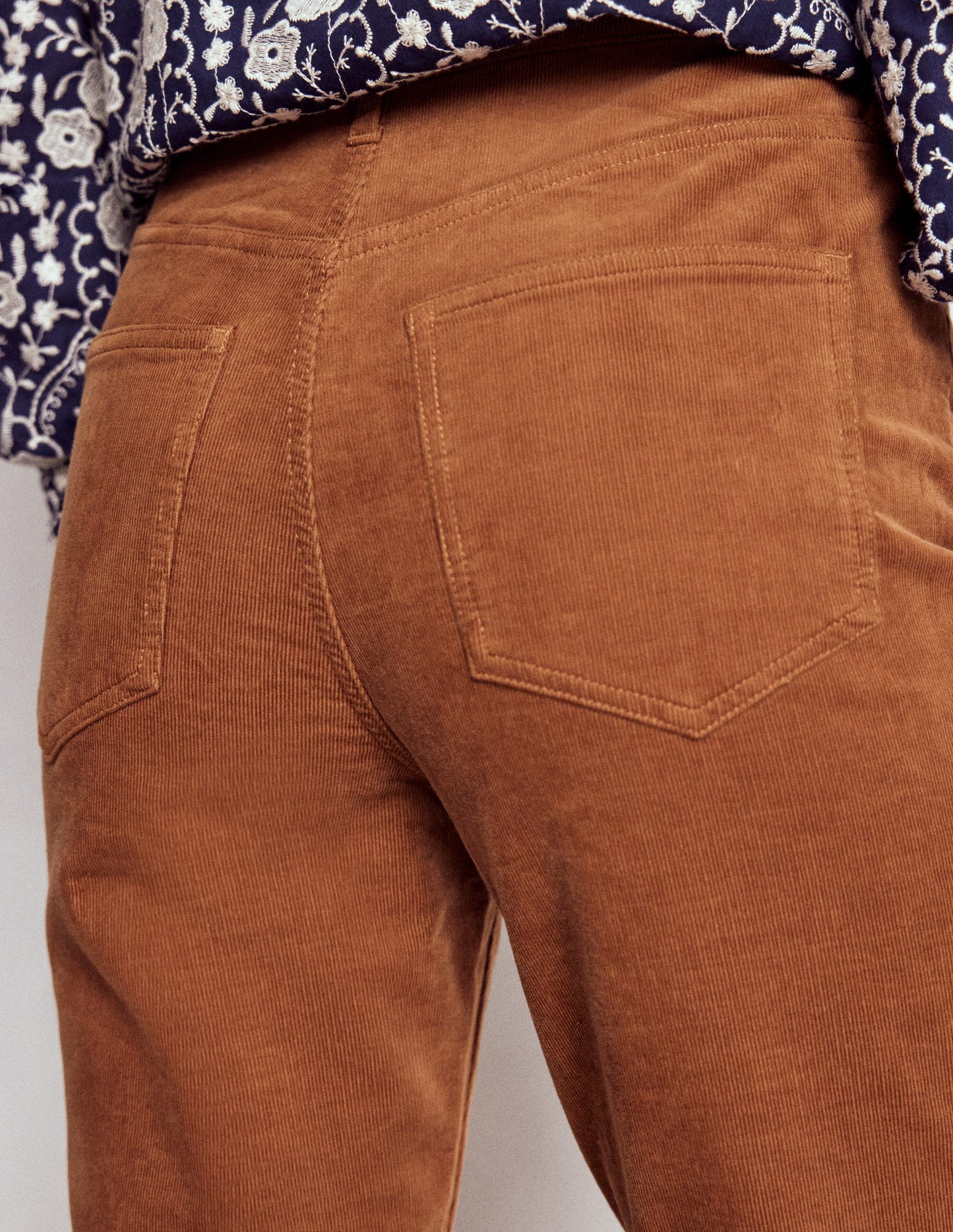 High Rise Cord Slim Jeans-Ginger