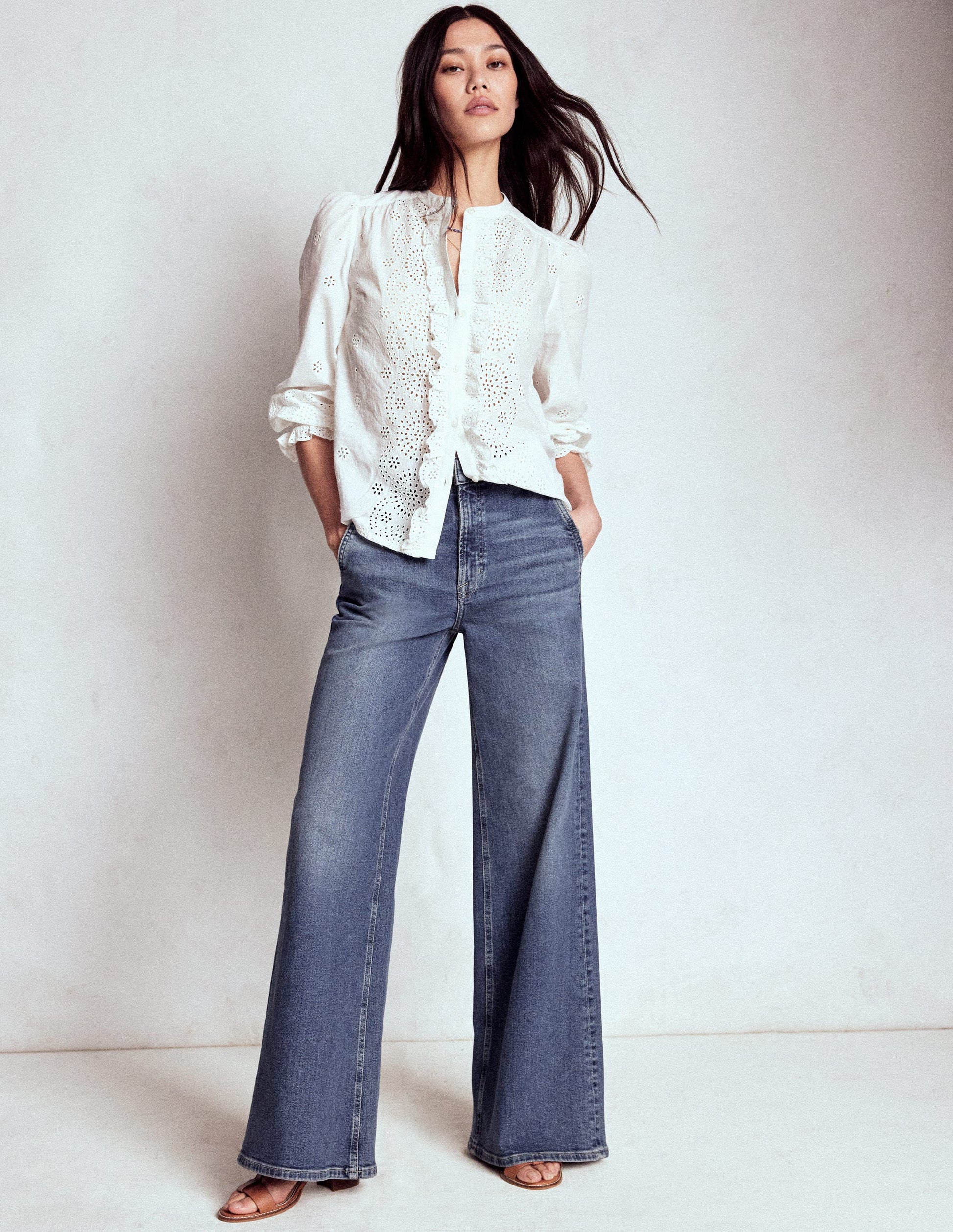 High Rise Clean Wide Jeans-Mid Vintage Boden UK - Main Image