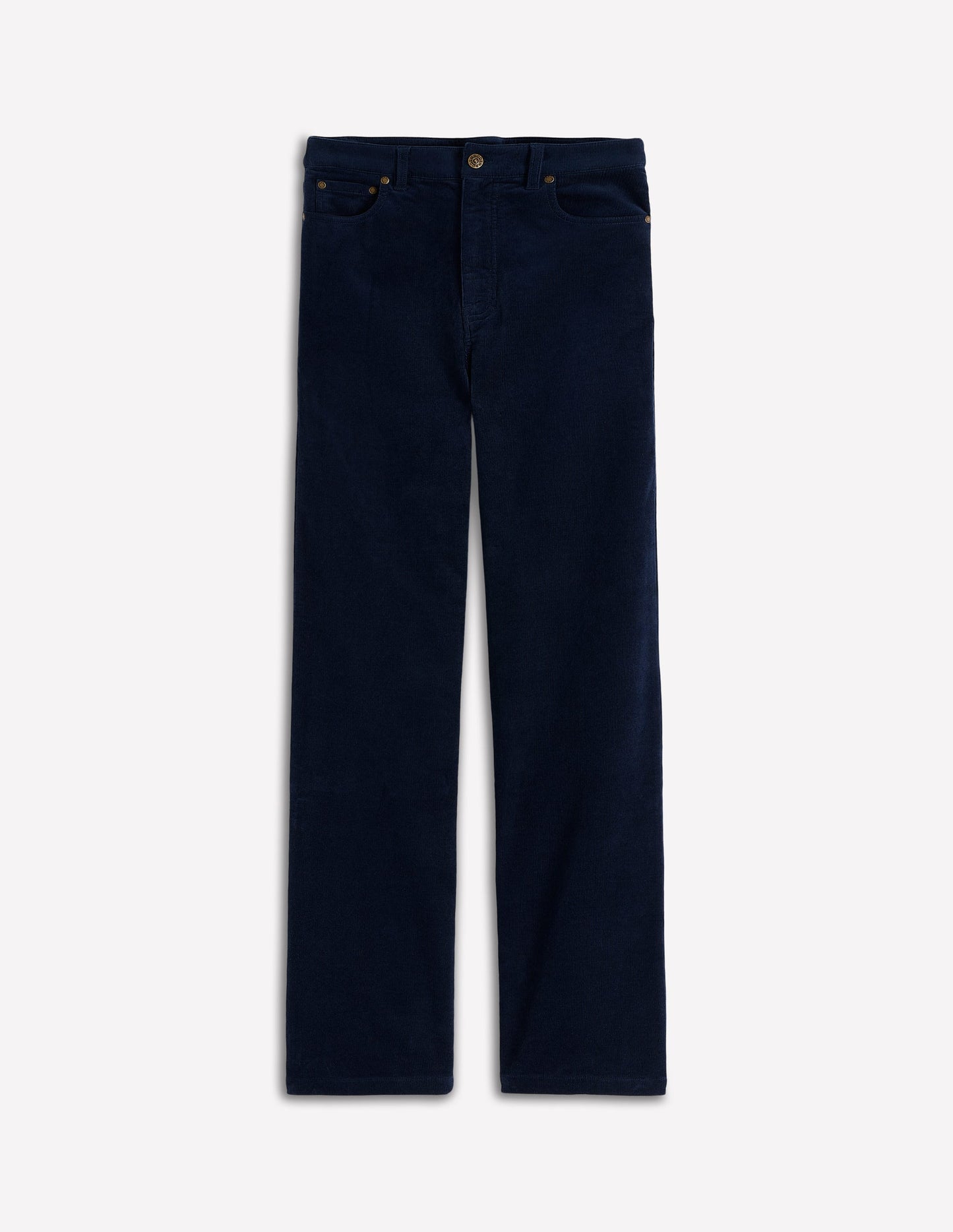 High Rise Cord Column Jeans-Navy