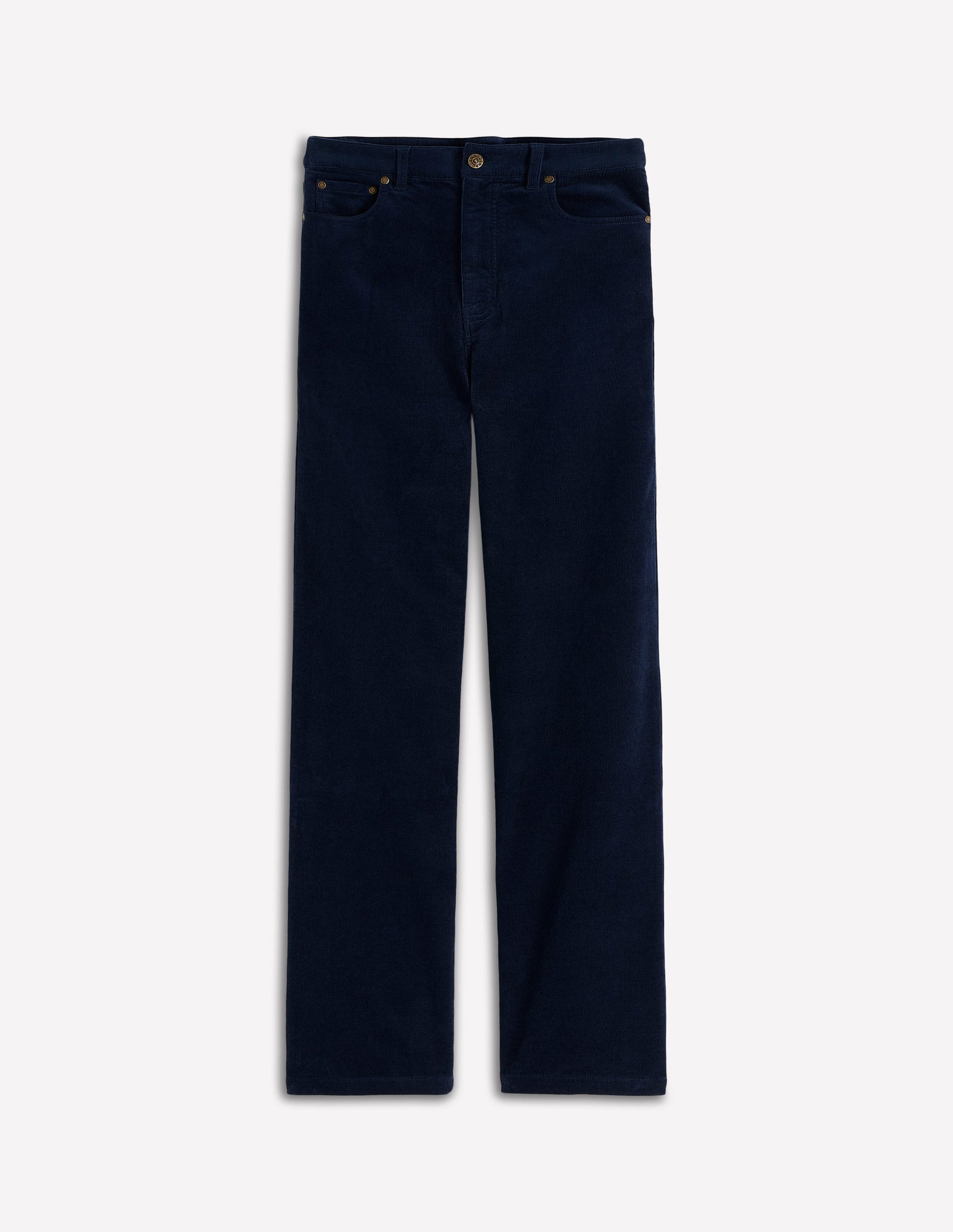High Rise Cord Column Jeans-Navy-5