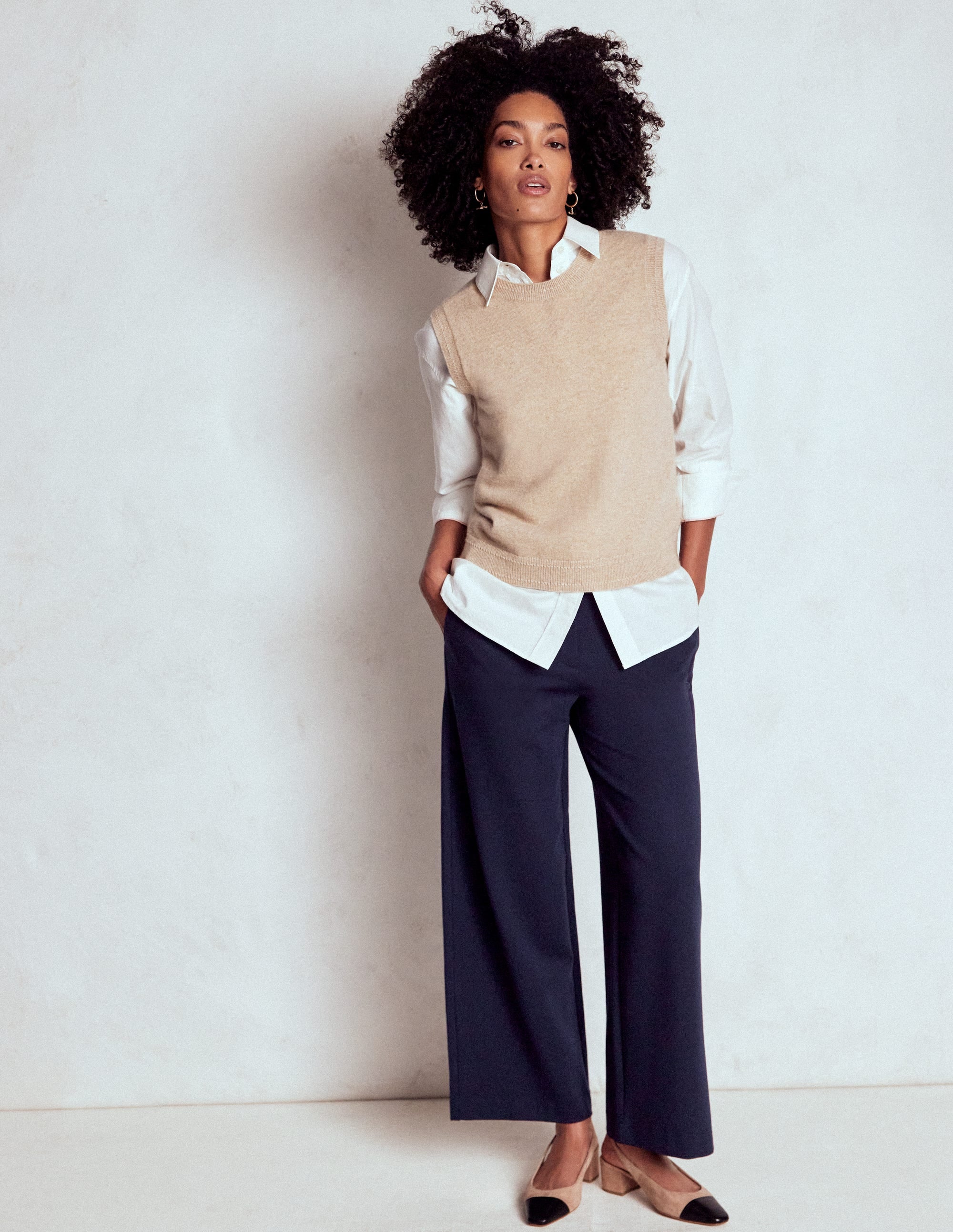Belgravia Ponte Crop Trousers-Navy - Image 1