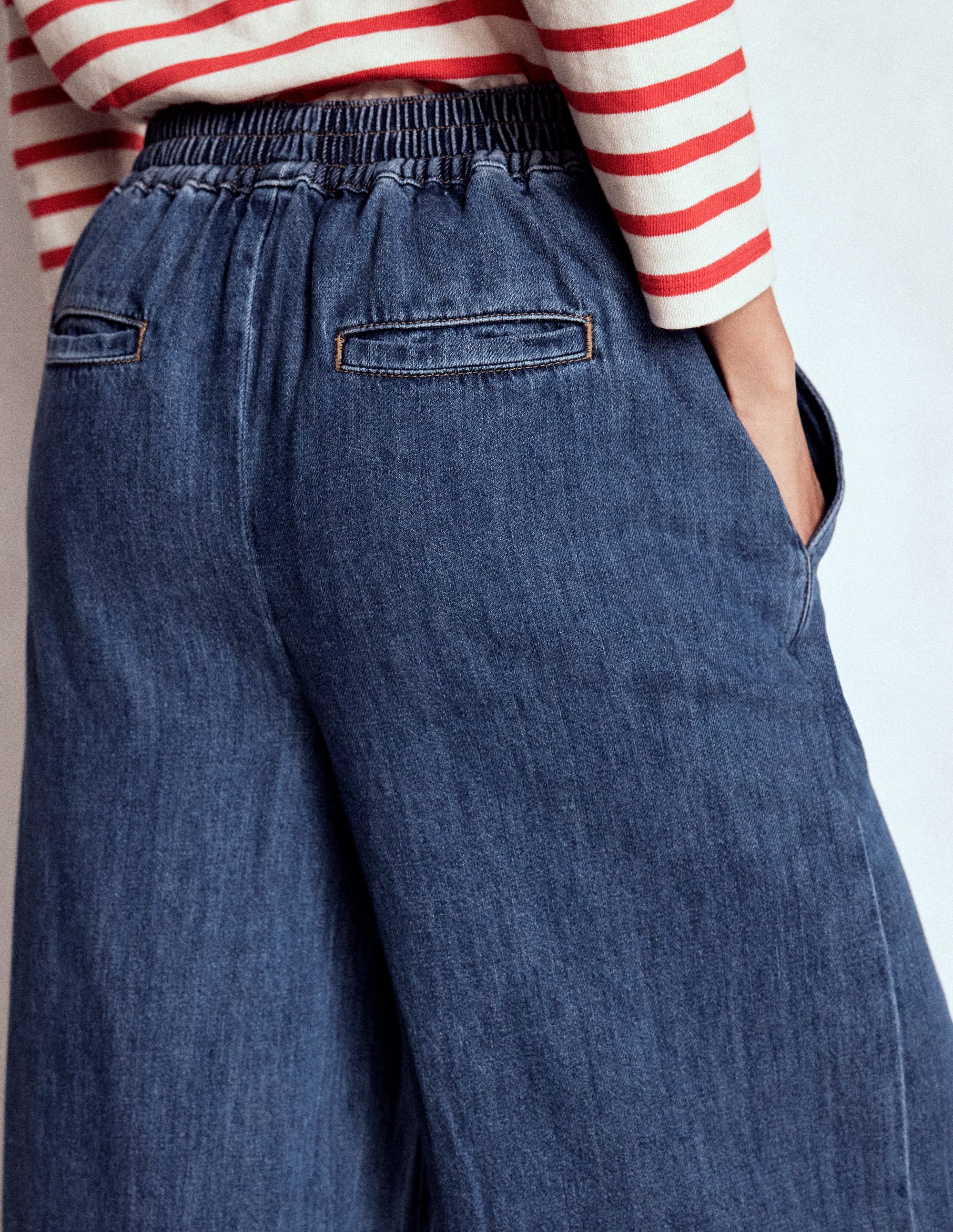 Pull-on Denim Trousers-MID WASH - Image 2