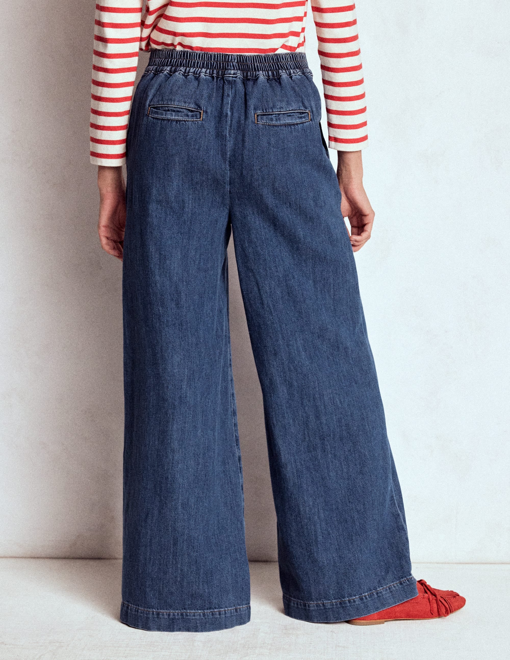 Pull-on Denim Trousers-MID WASH - Image 3