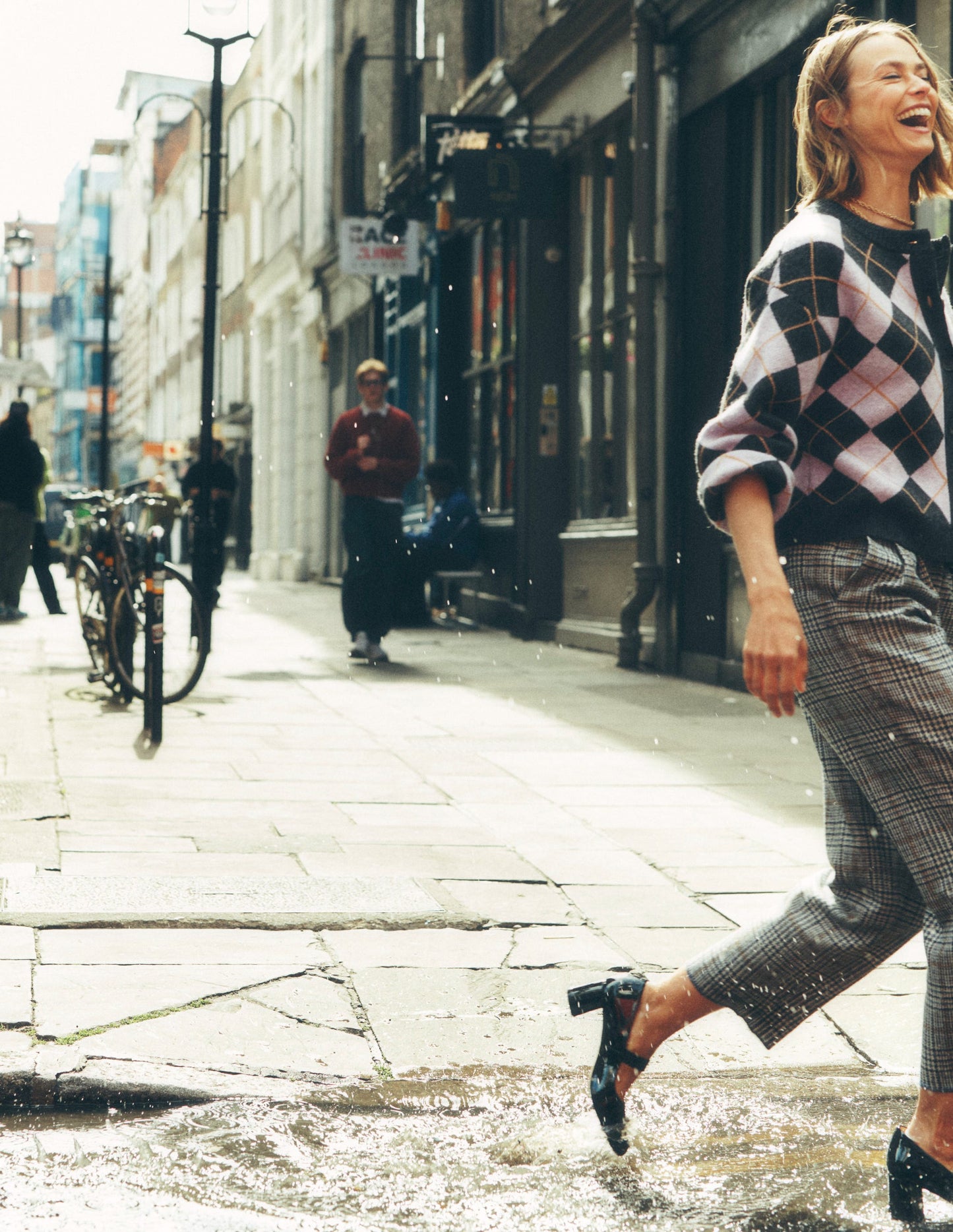 Bloomsbury Wool Trousers-Blue and Grey Prince of Wales