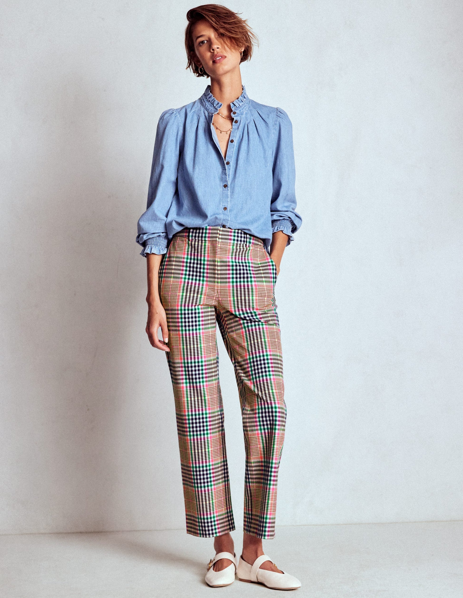 Canonbury Tailored Trousers-Brown,Rose Pink and Navy Check-1