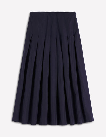 Valentina Taffeta Midi Skirt-Navy-6