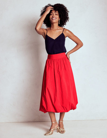 Bubble Hem Midi Skirt-Poppy Red-1
