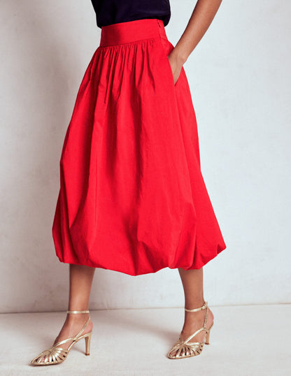 Bubble Hem Midi Skirt-Poppy Red-2