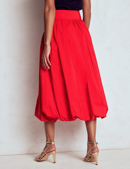Bubble Hem Midi Skirt-Poppy Red-3