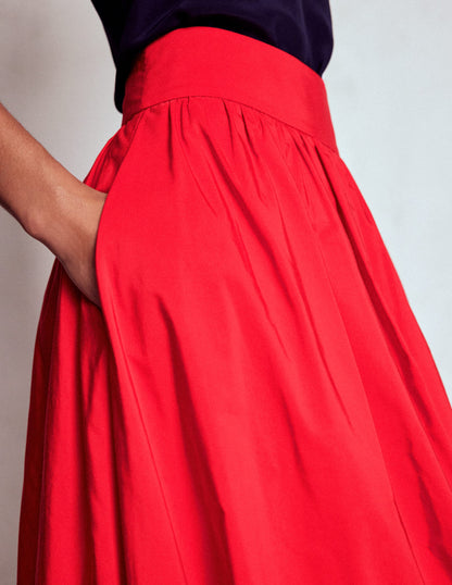 Bubble Hem Midi Skirt-Poppy Red-4