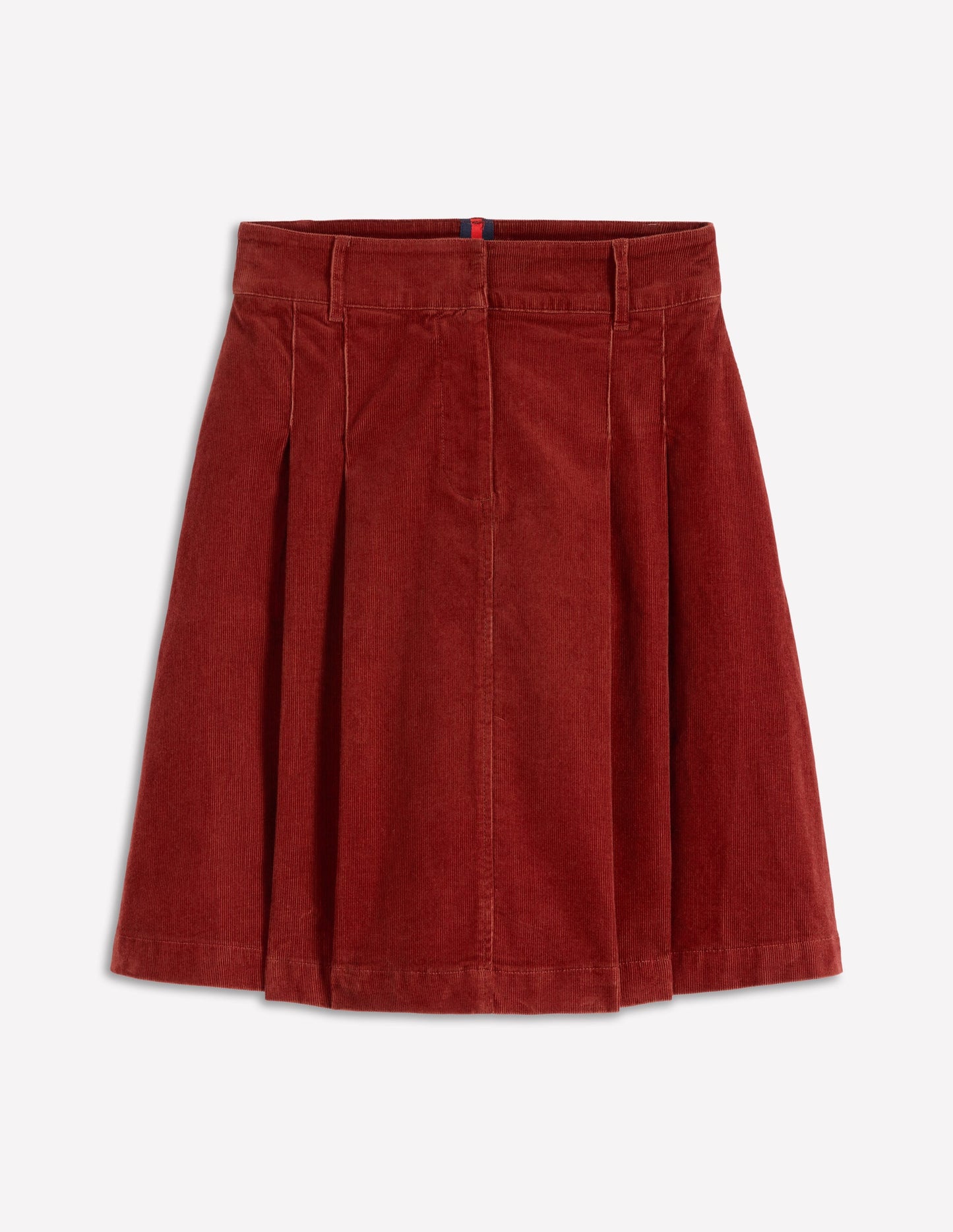 Pleated Cord Skirt-Fired Brick