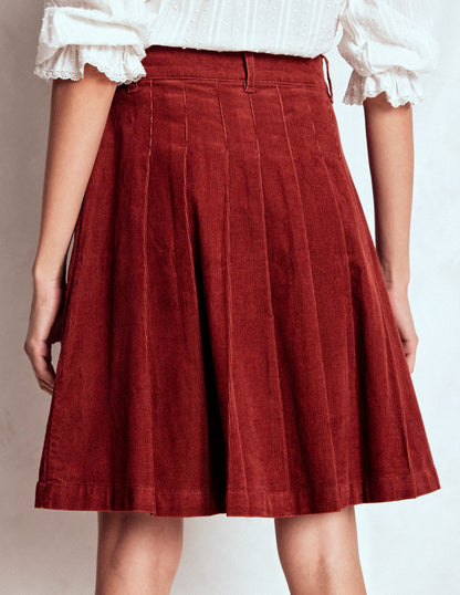 Pleated Cord Skirt-Fired Brick-3