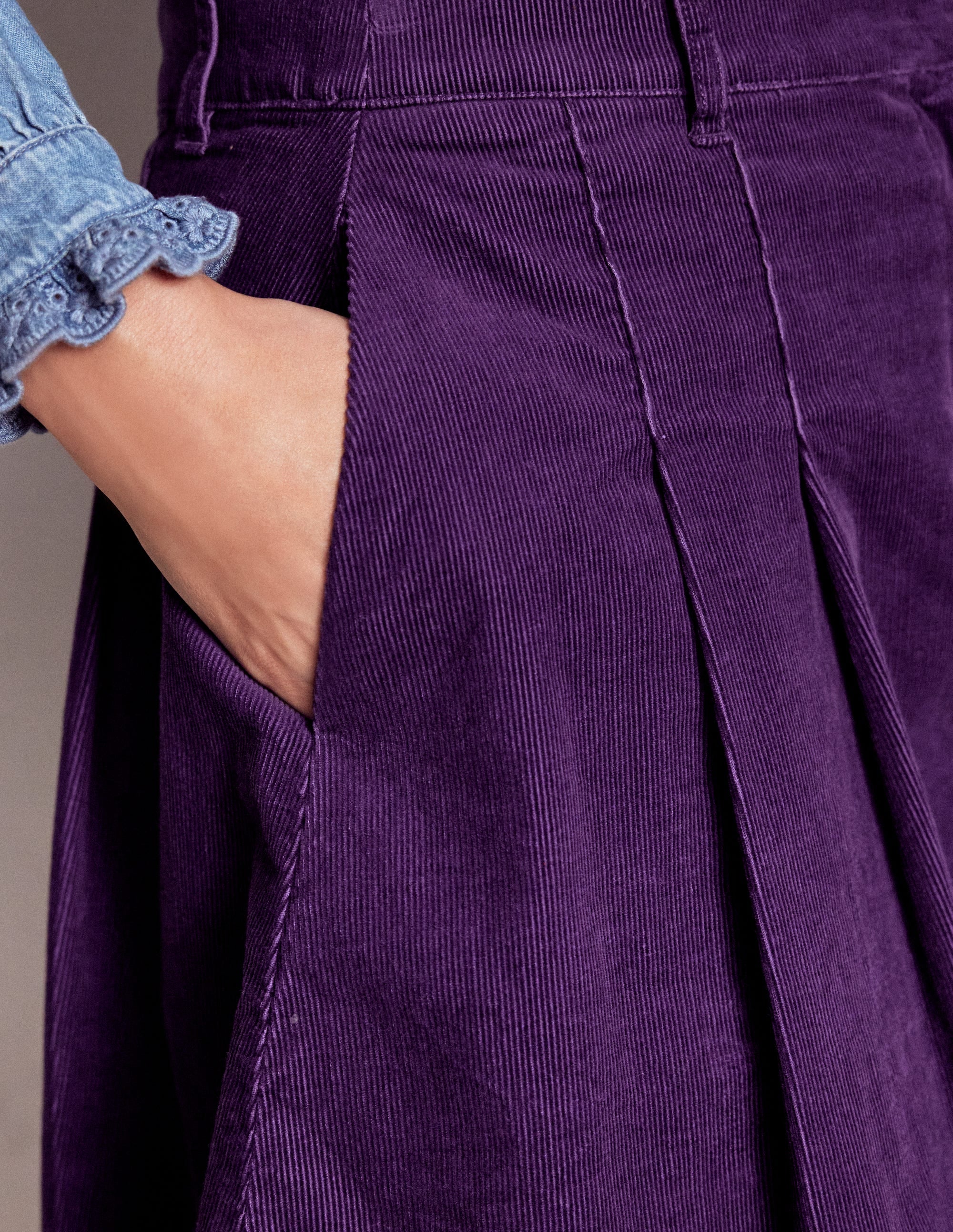 Pleated Cord Skirt-Mystic Purple - Image 3