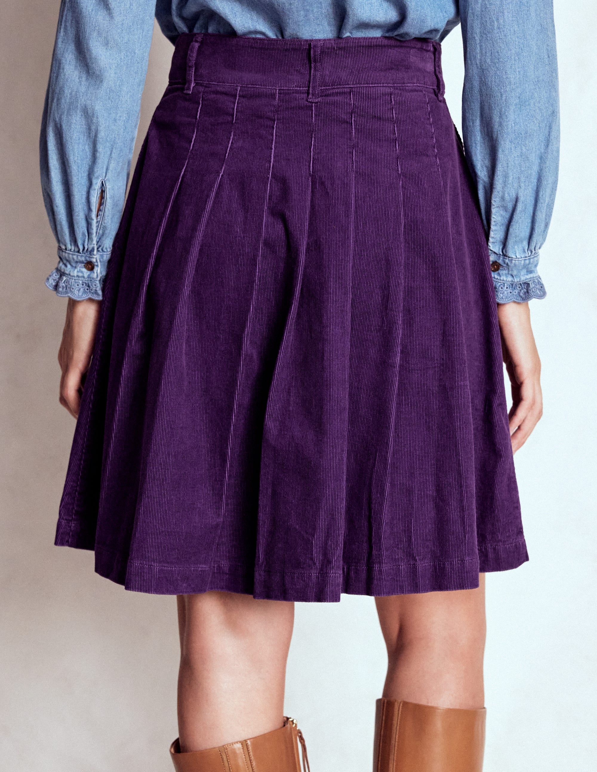Pleated Cord Skirt-Mystic Purple - Image 4