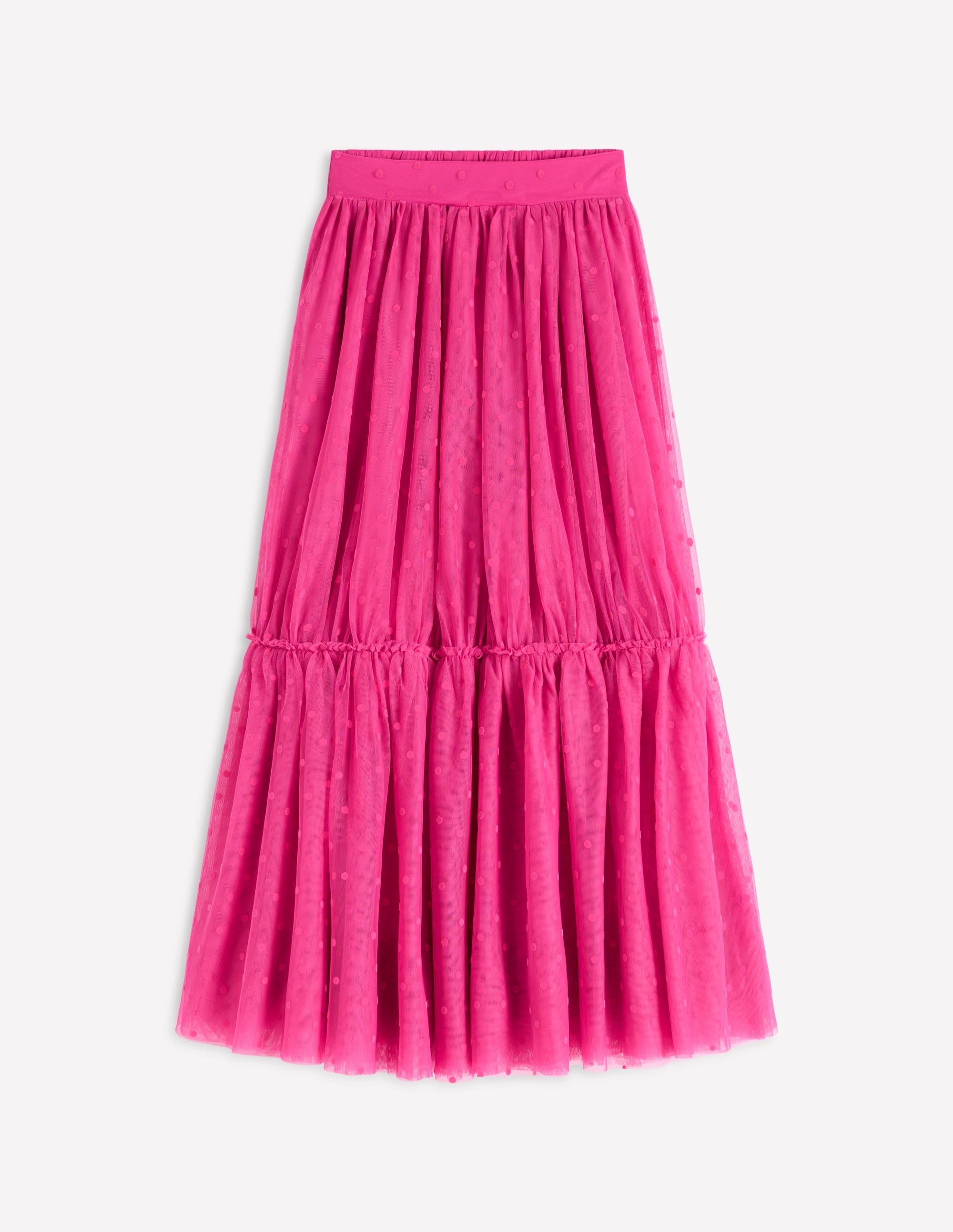 Anna Tulle Midi Skirt-Pink Flocked Spot - Image 6