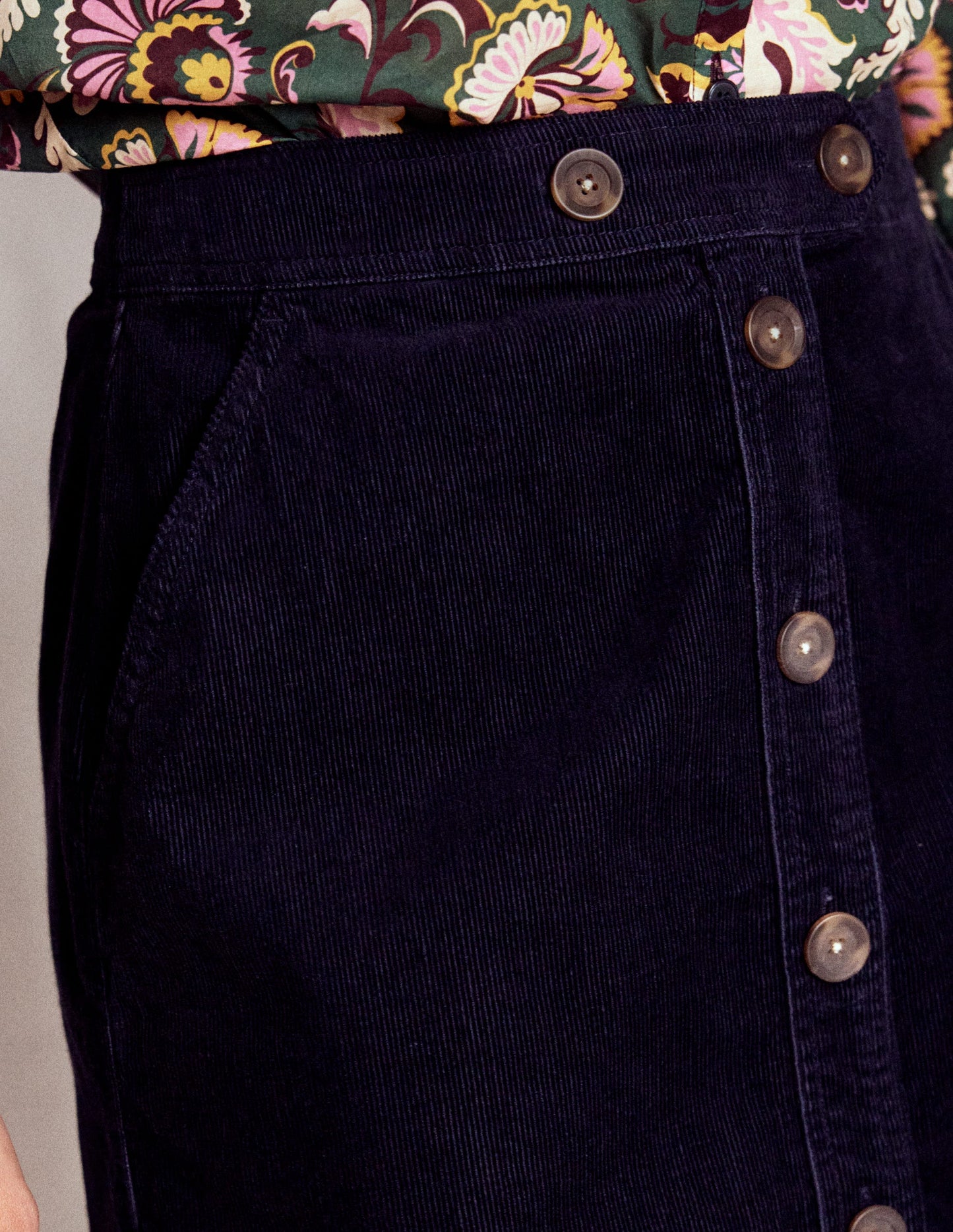 Cecelia Cord Skirt-Navy