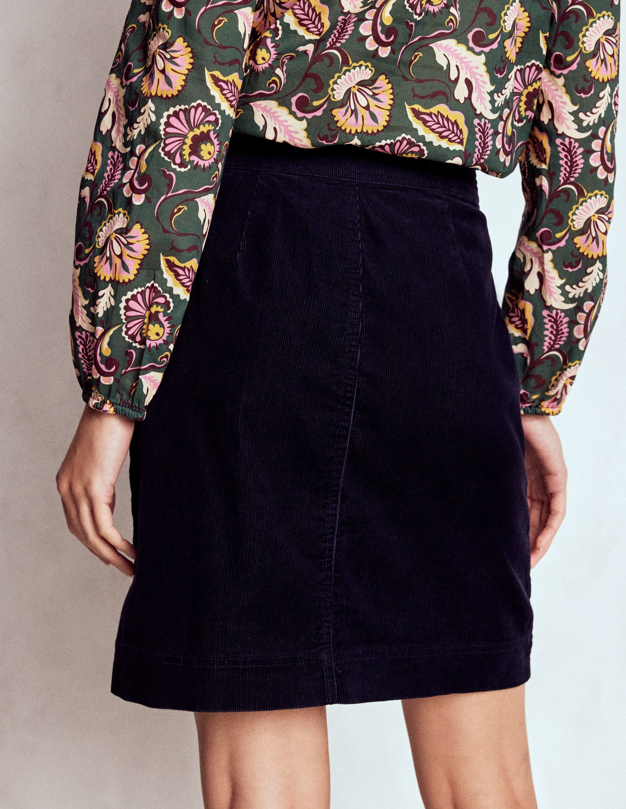 Cecelia Cord Skirt-Navy - Image 3