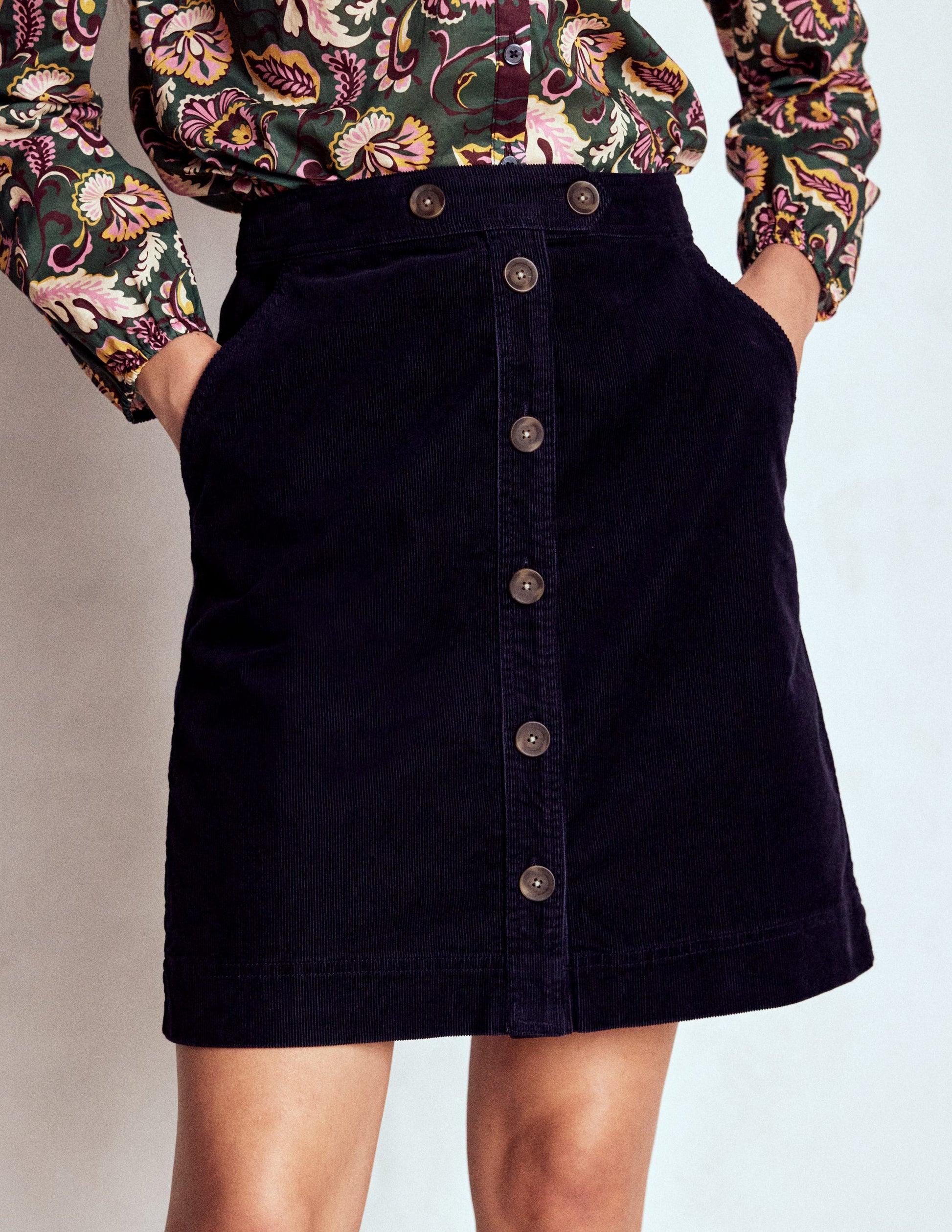 Cecelia Cord Skirt-Navy-5