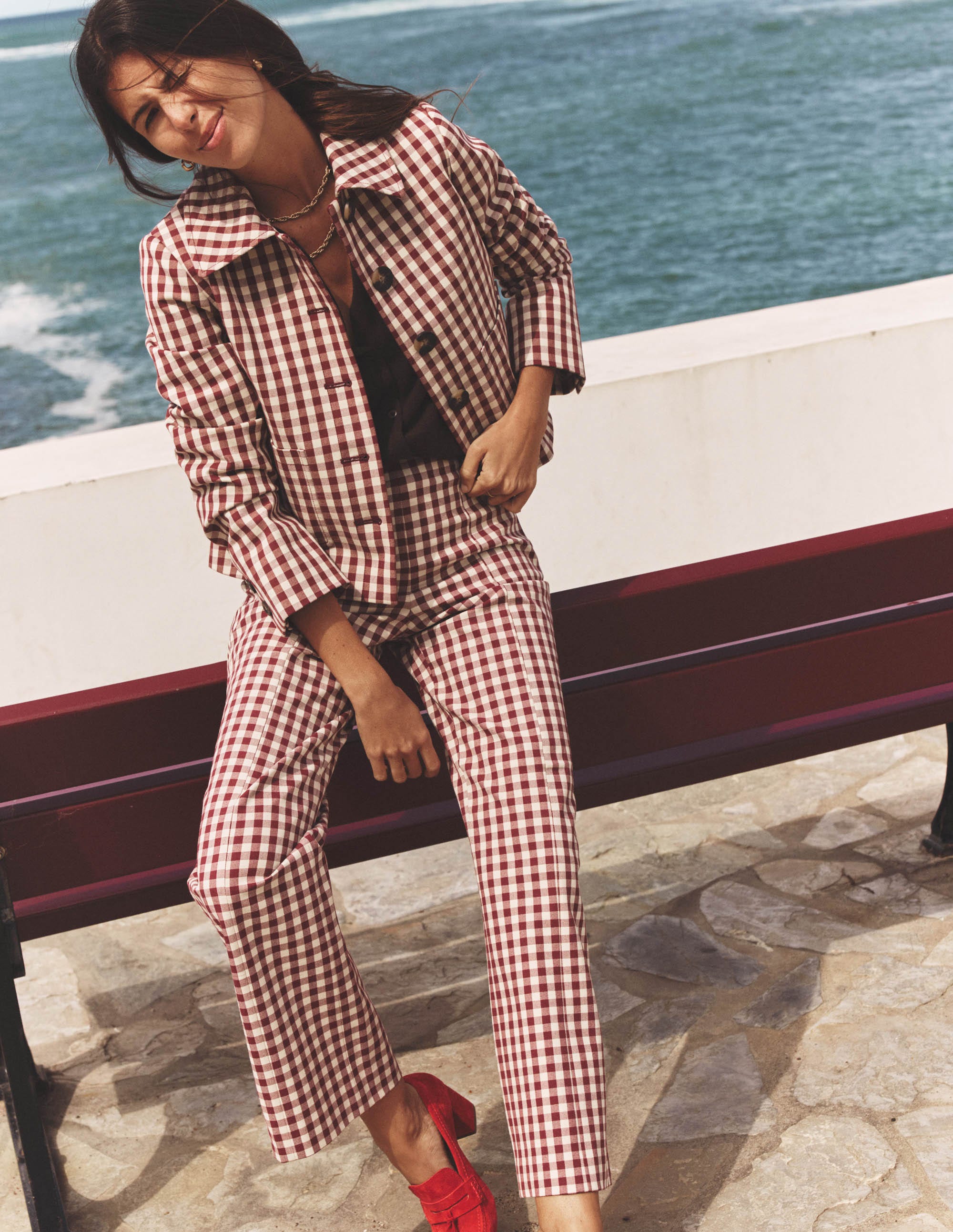 Smart 7/8 Trousers-Chestnut Gingham - Image 5