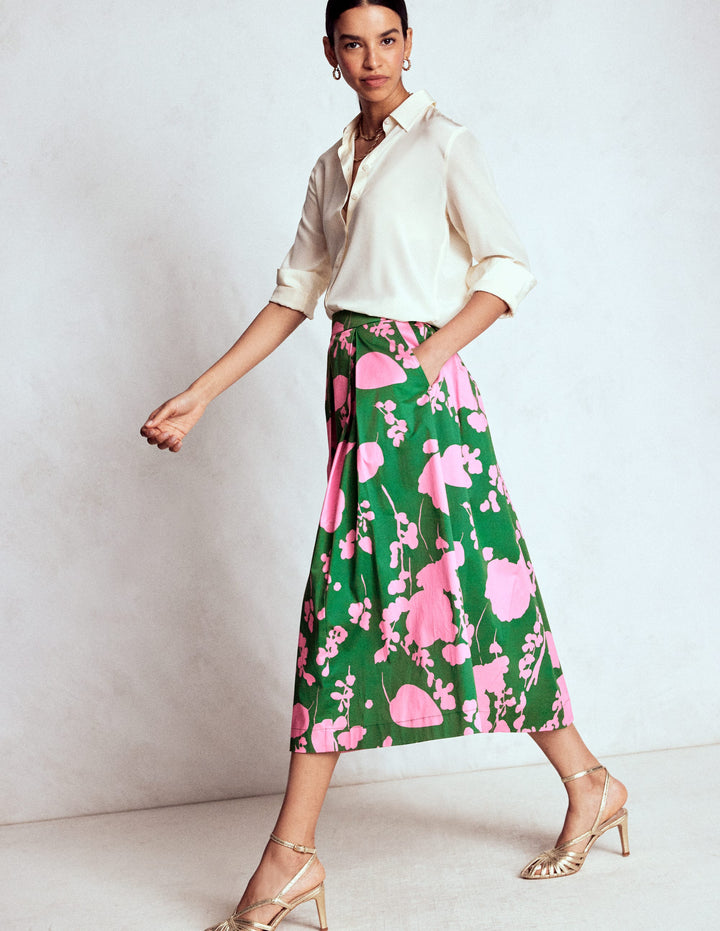 Verity Cotton Midi Skirt-Amazon, Dainty Sprigs