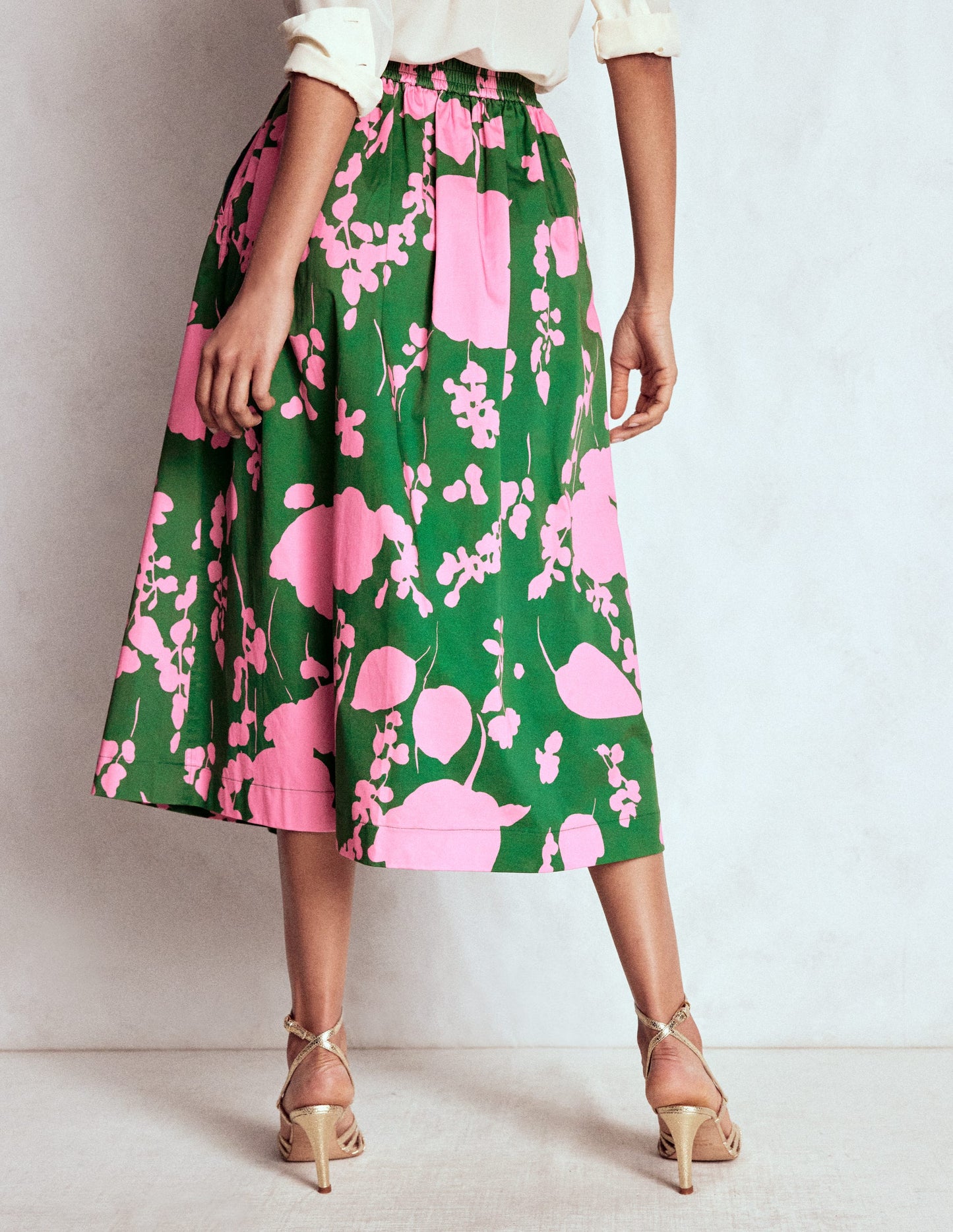 Verity Cotton Midi Skirt-Amazon, Dainty Sprigs