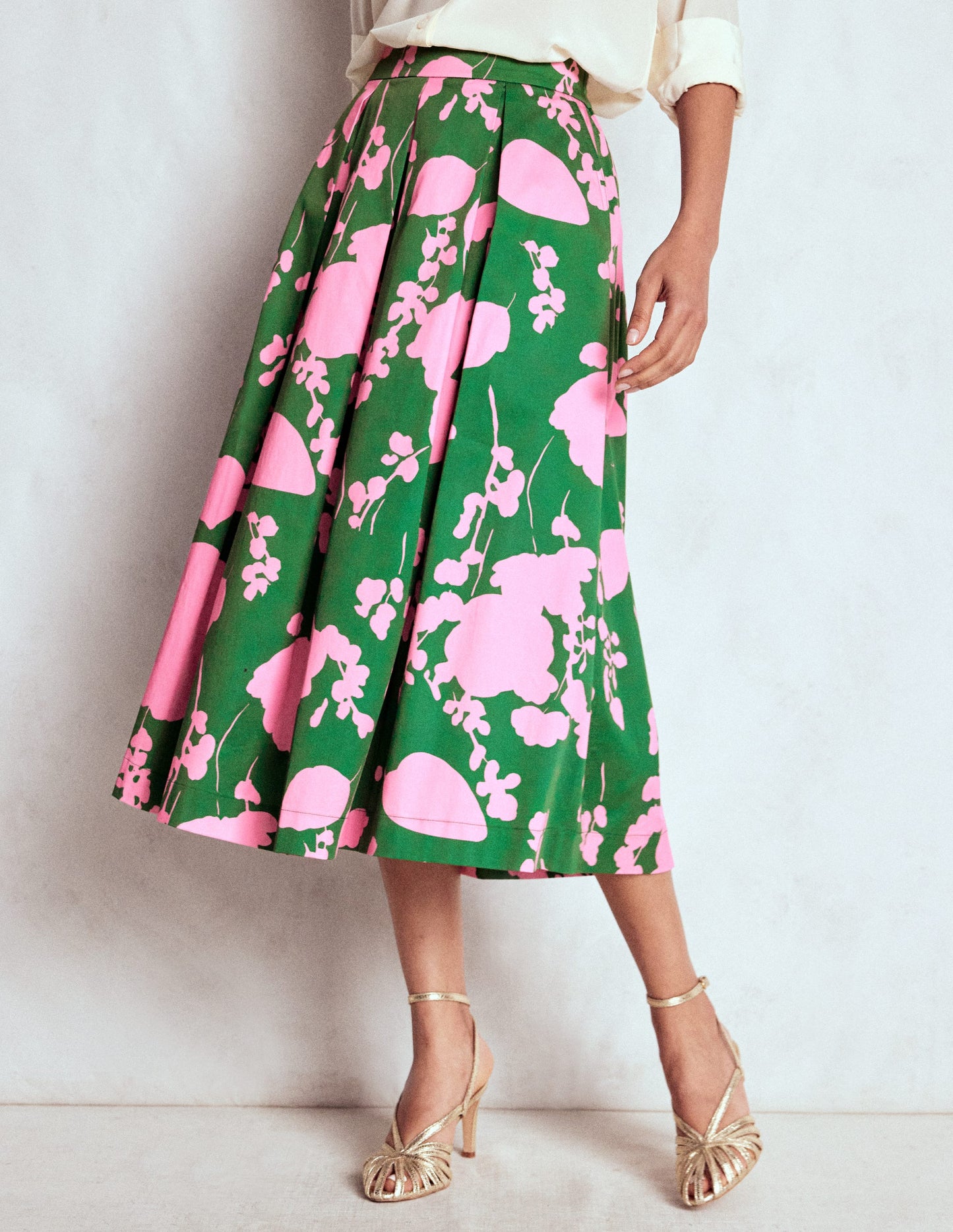 Verity Cotton Midi Skirt-Amazon, Dainty Sprigs