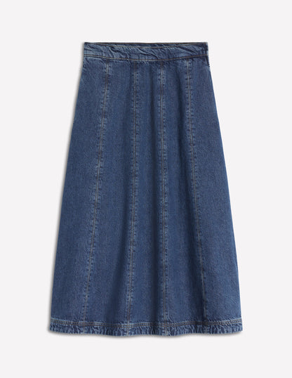 Joy Panelled Denim Skirt-Mid Wash-5