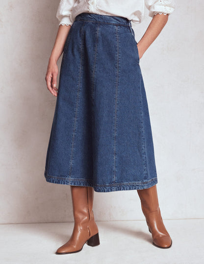 Joy Panelled Denim Skirt-Mid Wash-4