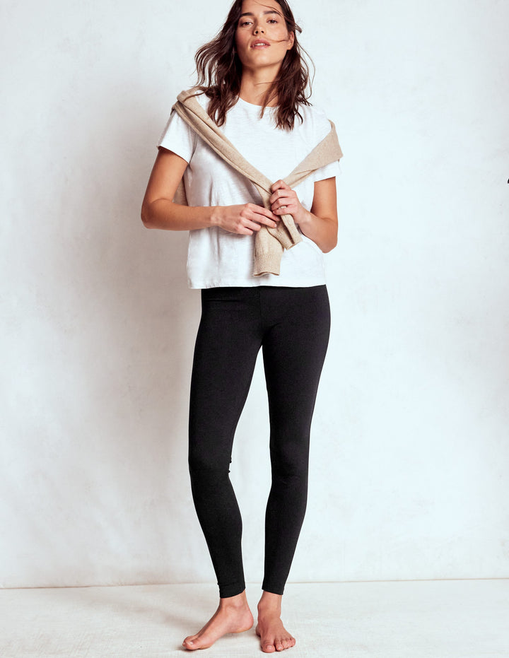 High Rise Jersey Leggings-Black