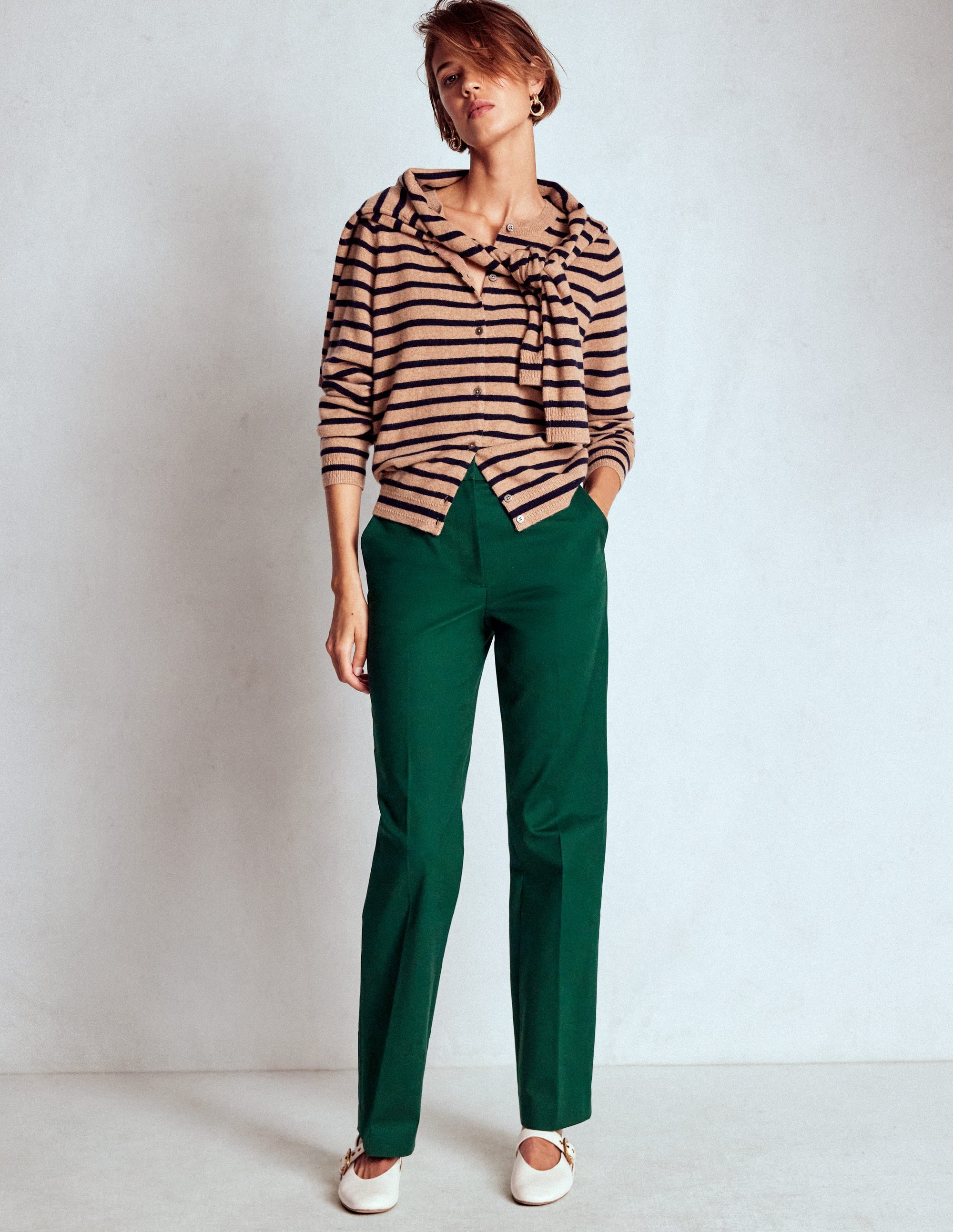 Canonbury Cotton Trousers-Emerald Green - Image 1